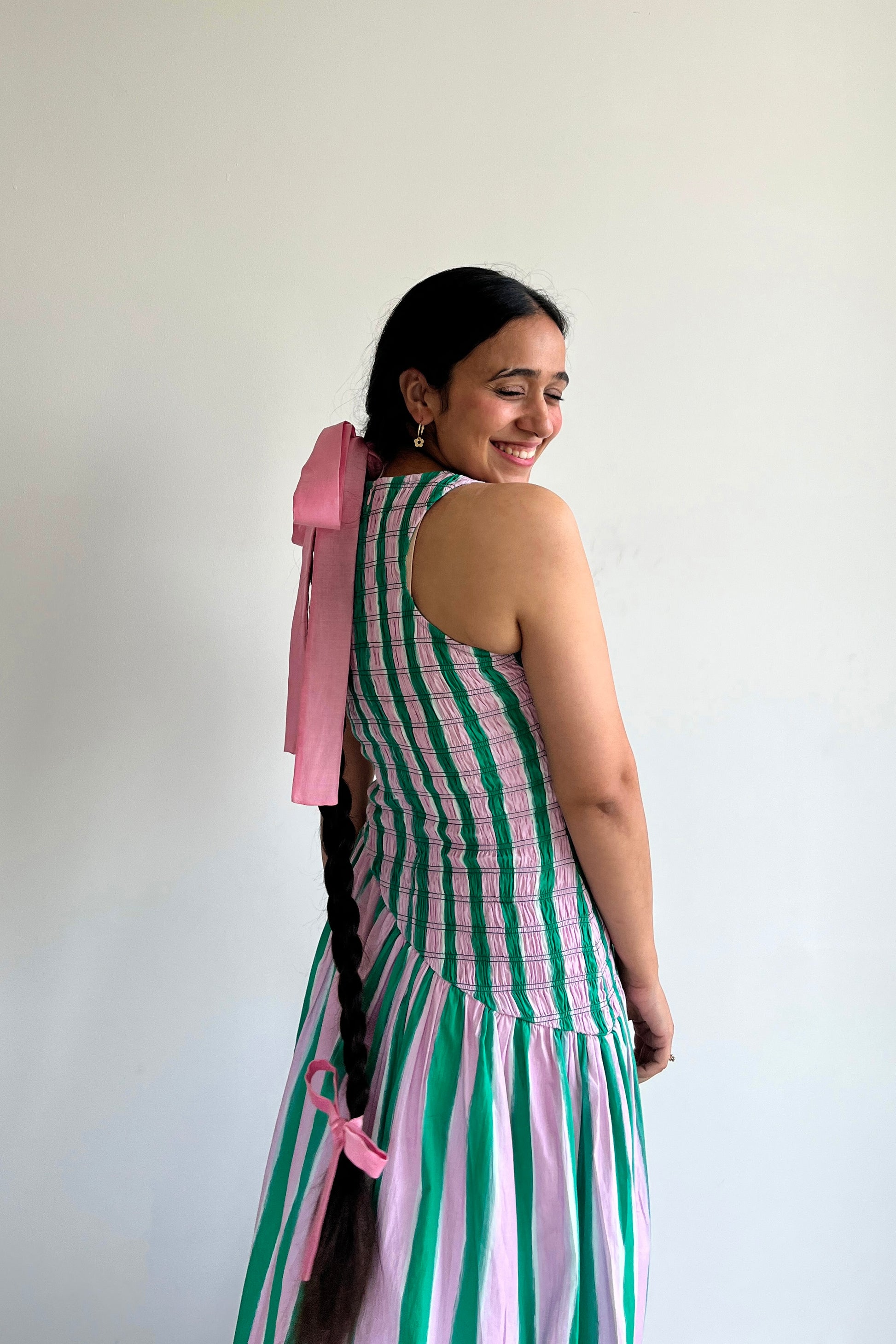 Matcha Macaroon Smocked Maxi Dress