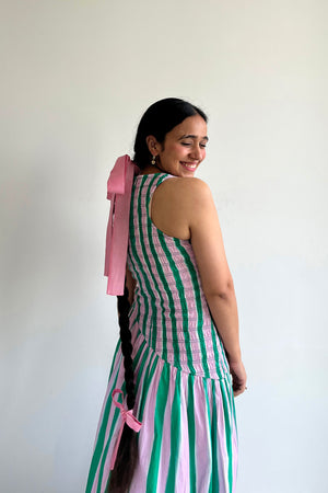 Matcha Macaroon Smocked Maxi Dress