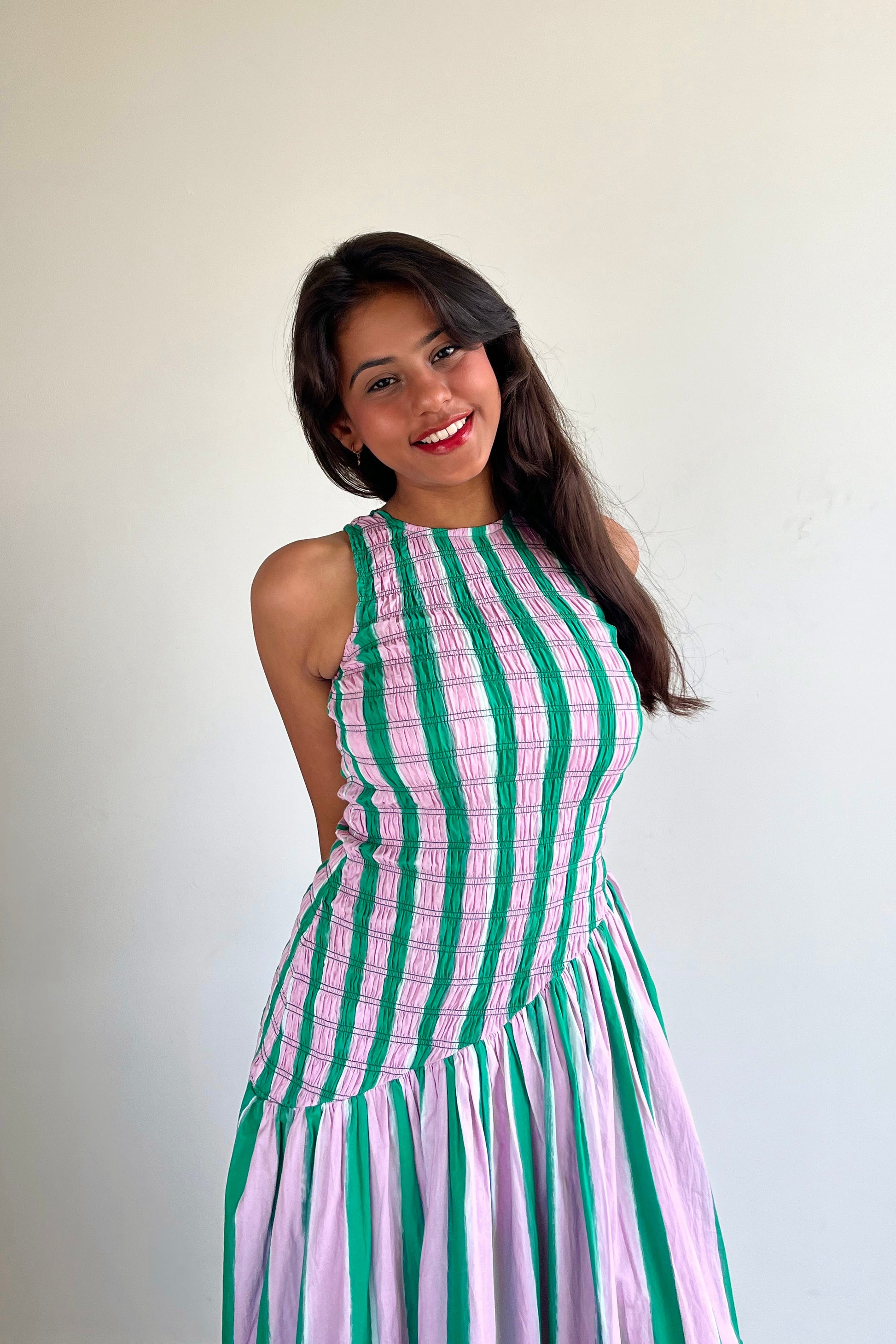 Matcha Macaroon Smocked Maxi Dress