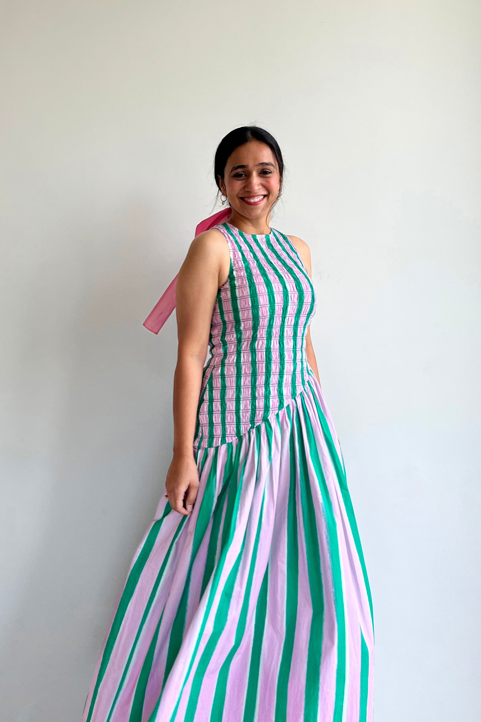 Matcha Macaroon Smocked Maxi Dress