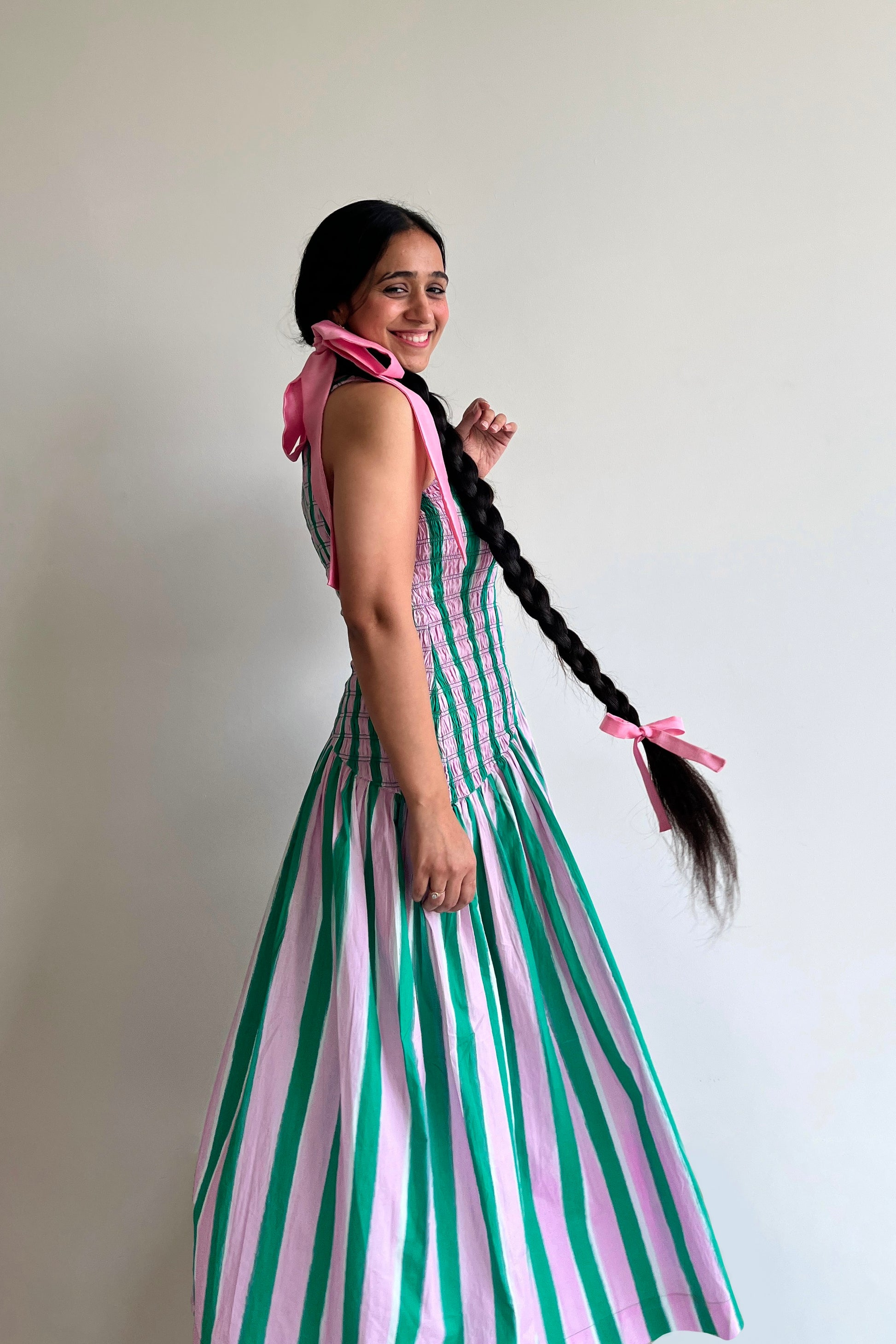 Matcha Macaroon Smocked Maxi Dress