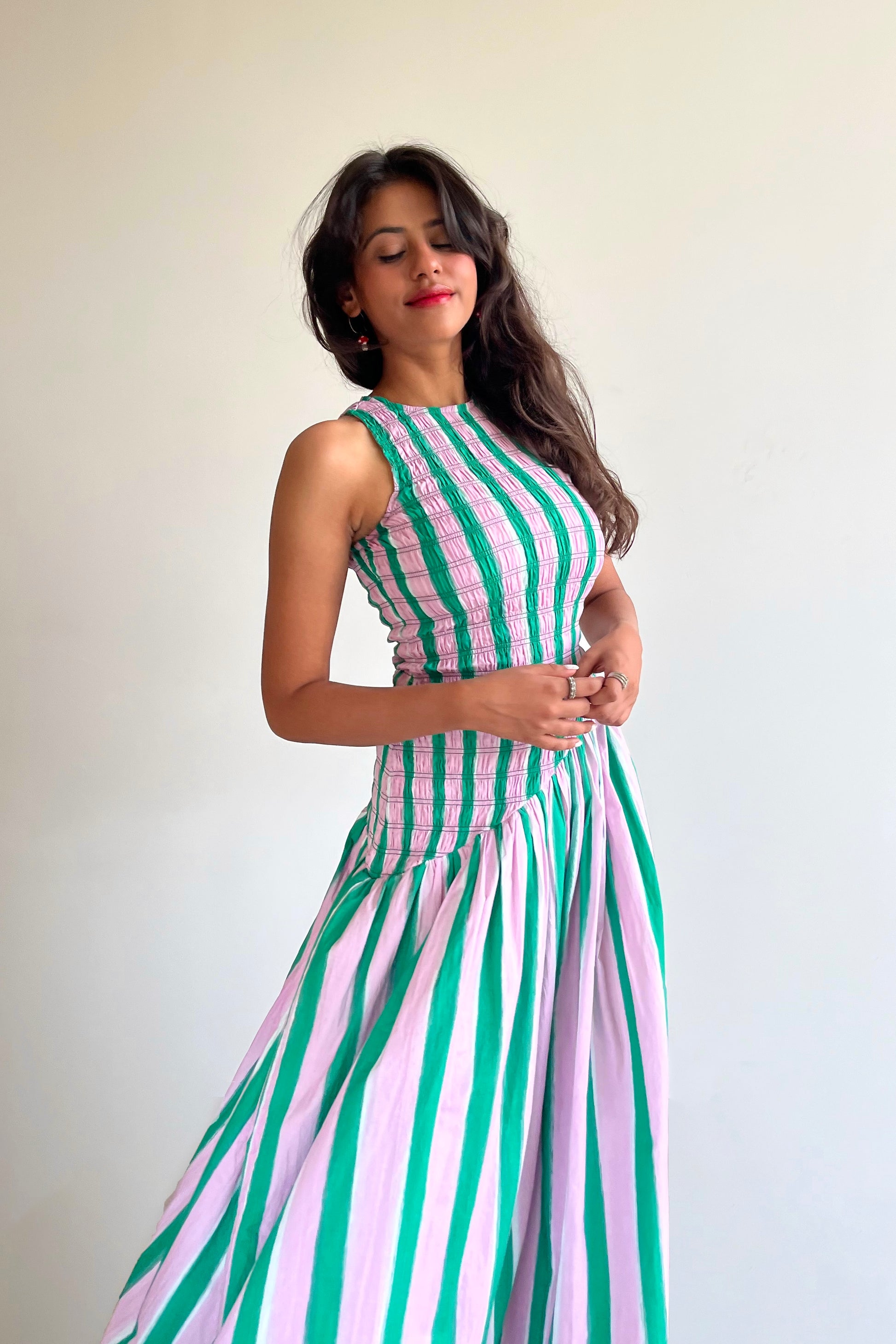 green and pink long dress Preslee Non Returnable Girl In Mind
