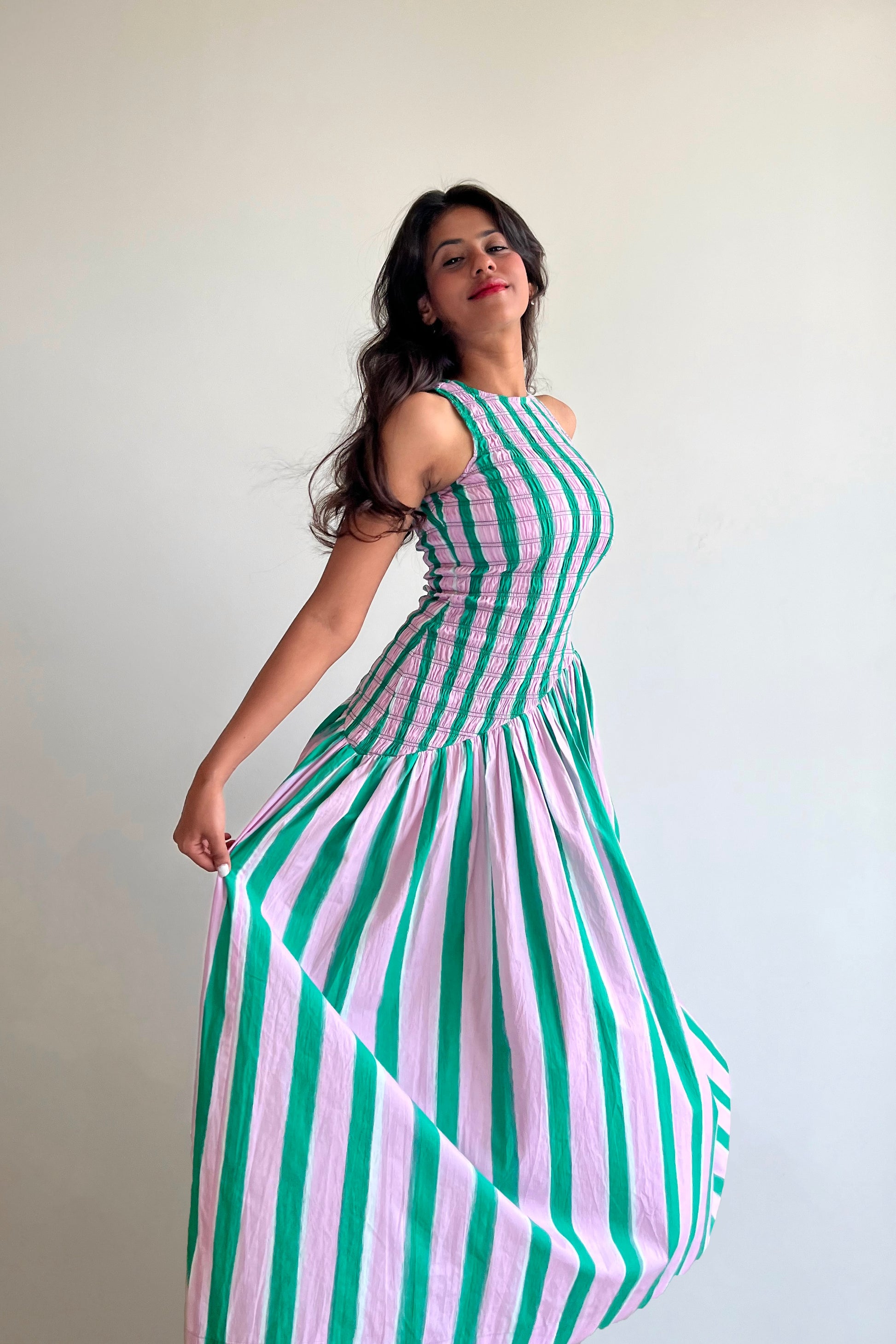 Matcha Macaroon Smocked Maxi Dress
