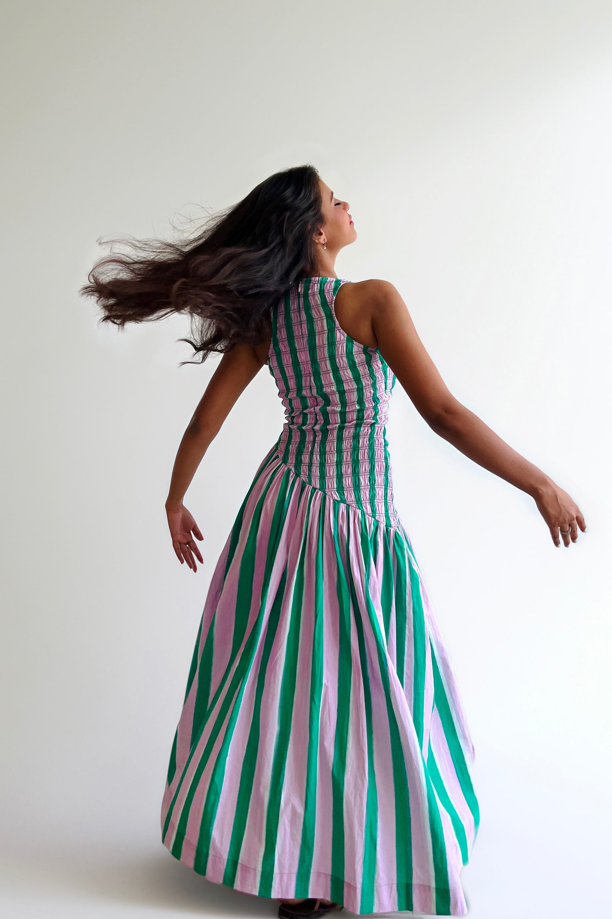 Matcha Macaroon Smocked Maxi Dress