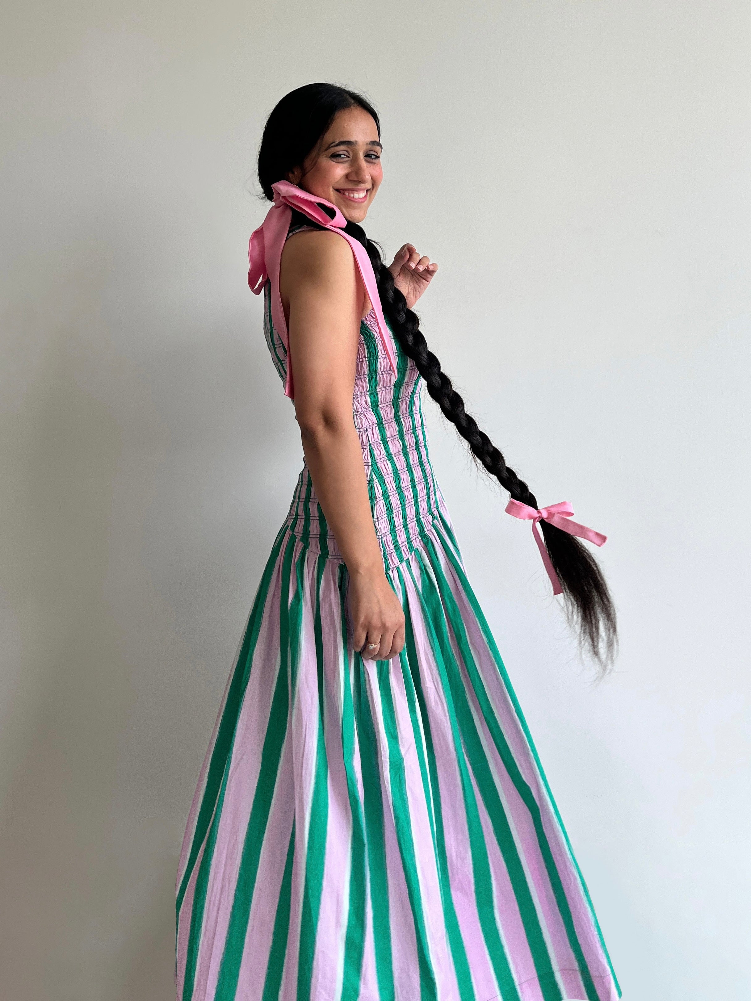 Matcha Macaroon Smocked Maxi Dress Imsoo