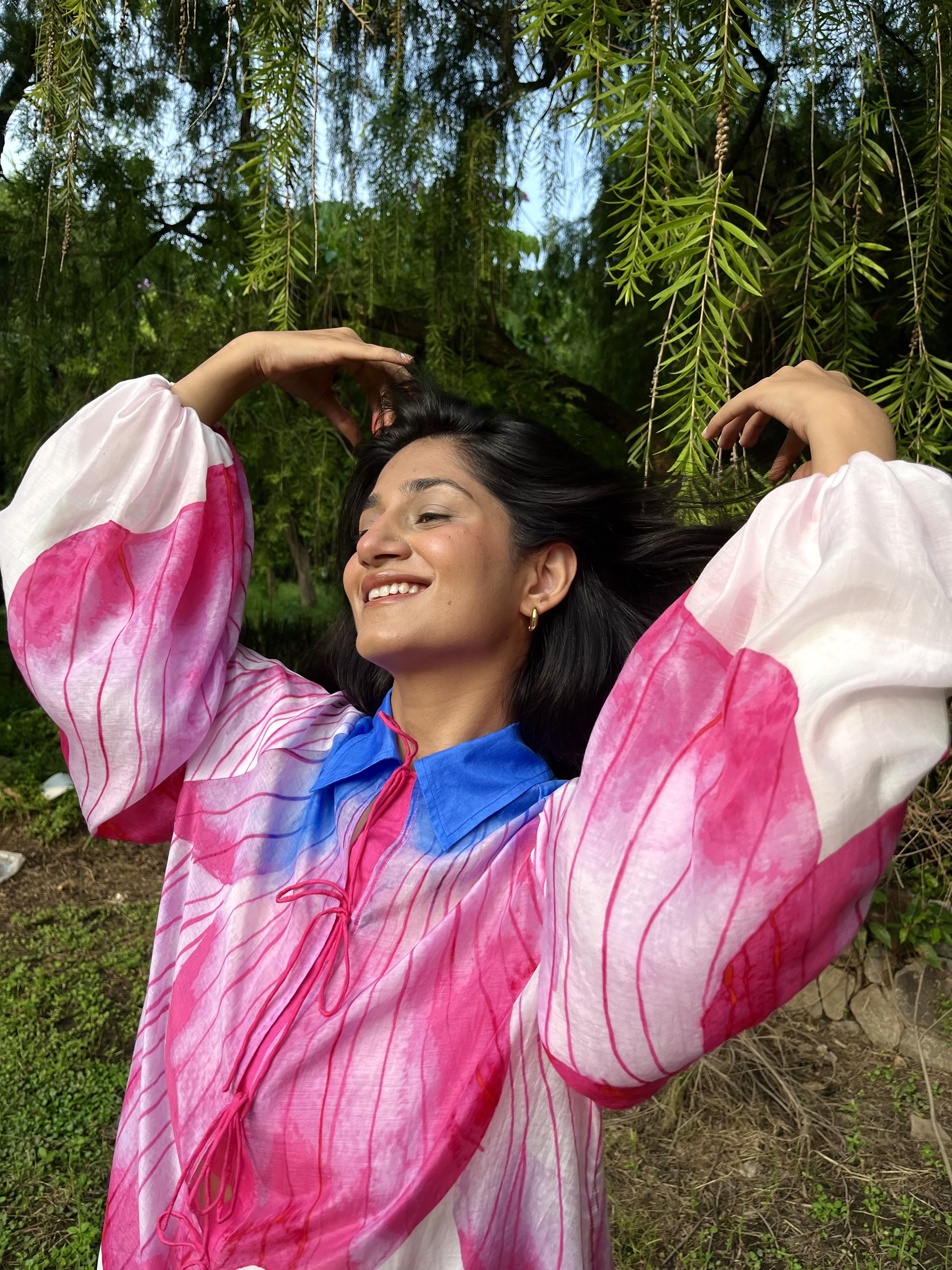 Whispering Wings - Chanderi Floral Shirt - Imsoo