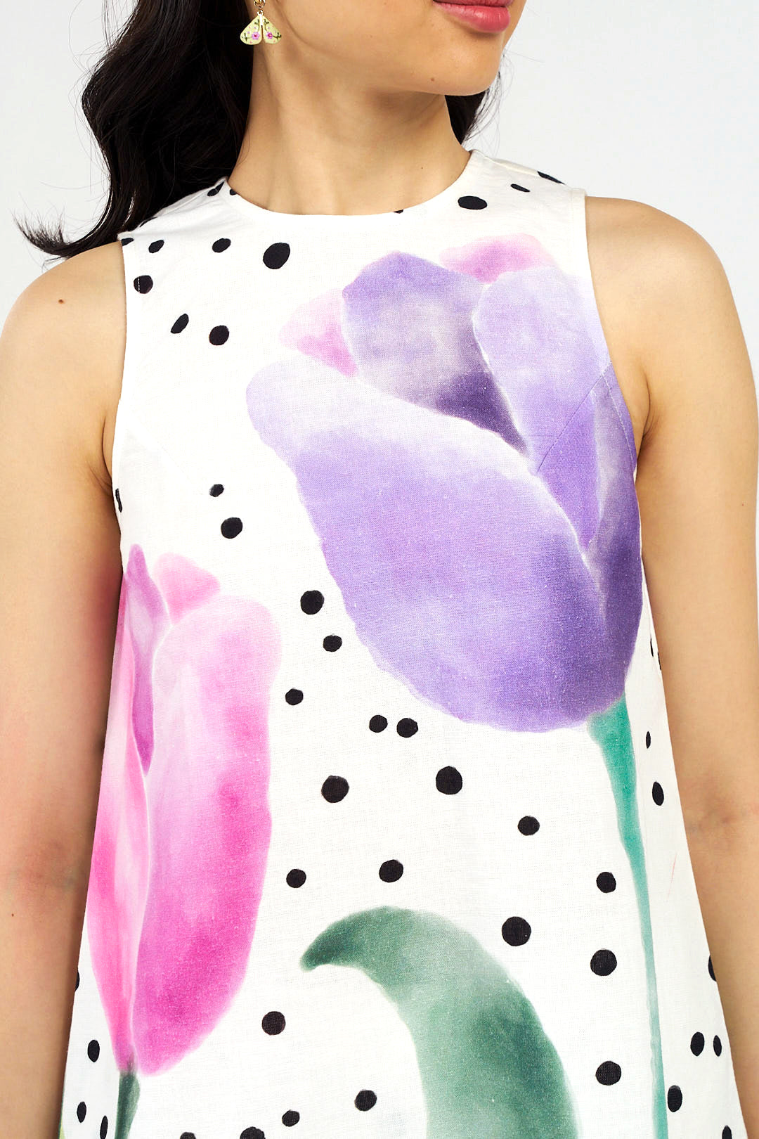 Daisy Dots Linen Asymmetric Top and Pants Co-ord Set