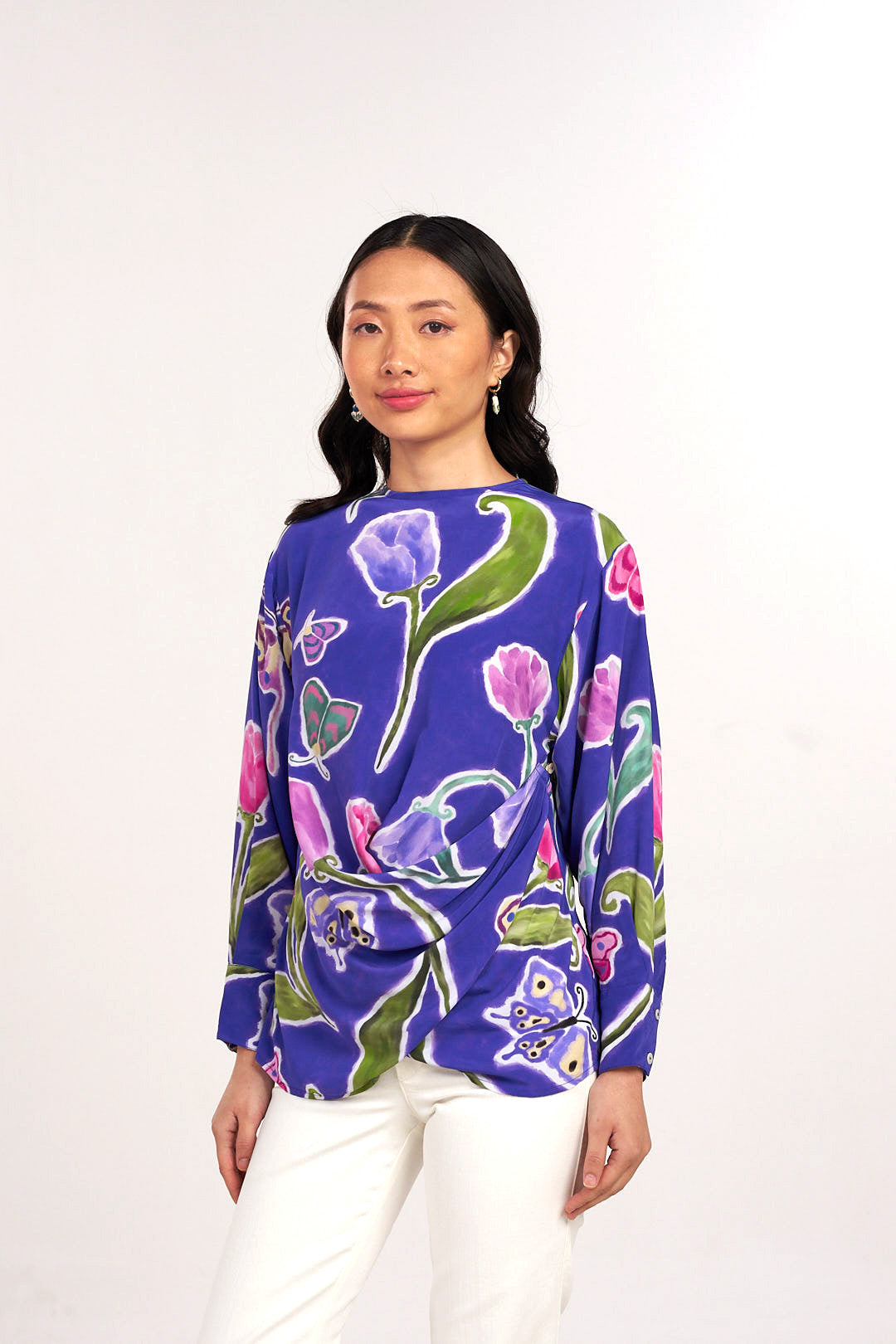 Midnight Tulip Wrap Top