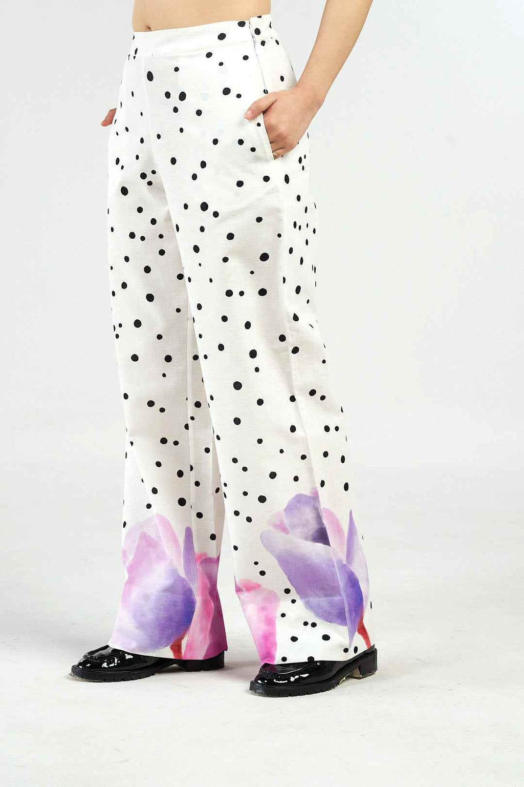 Daisy Dots Linen Asymmetric Top and Pants Co-ord Set