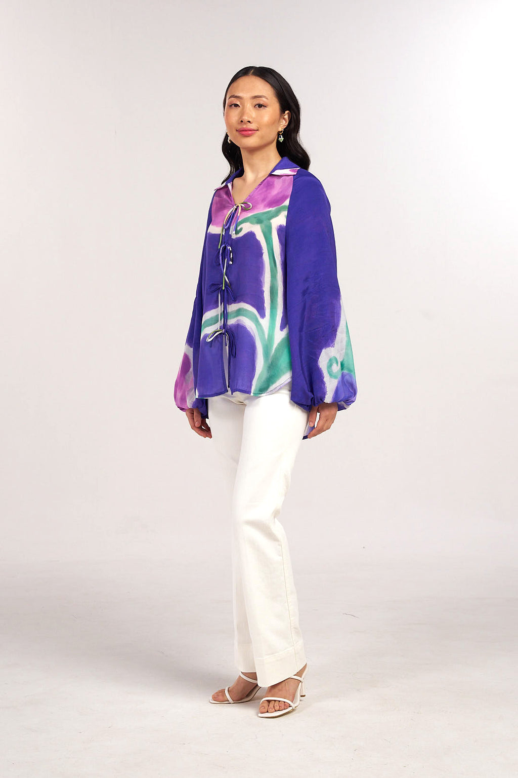 Midnight Tulip Tie-Up Shirt