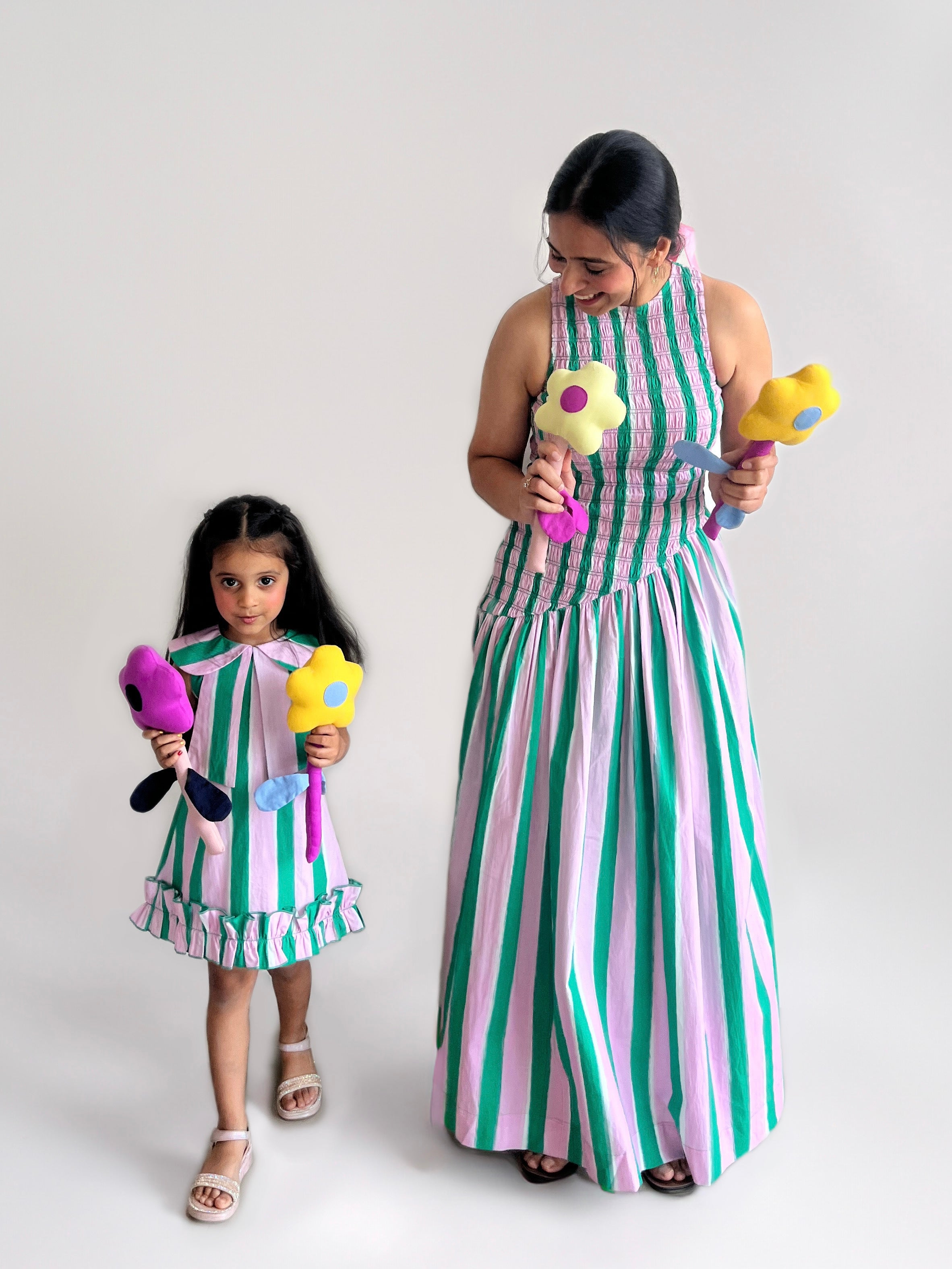 Matcha Macaroon Smocked Maxi Dress and Baby Matcha Macaroon Dress Imsoo