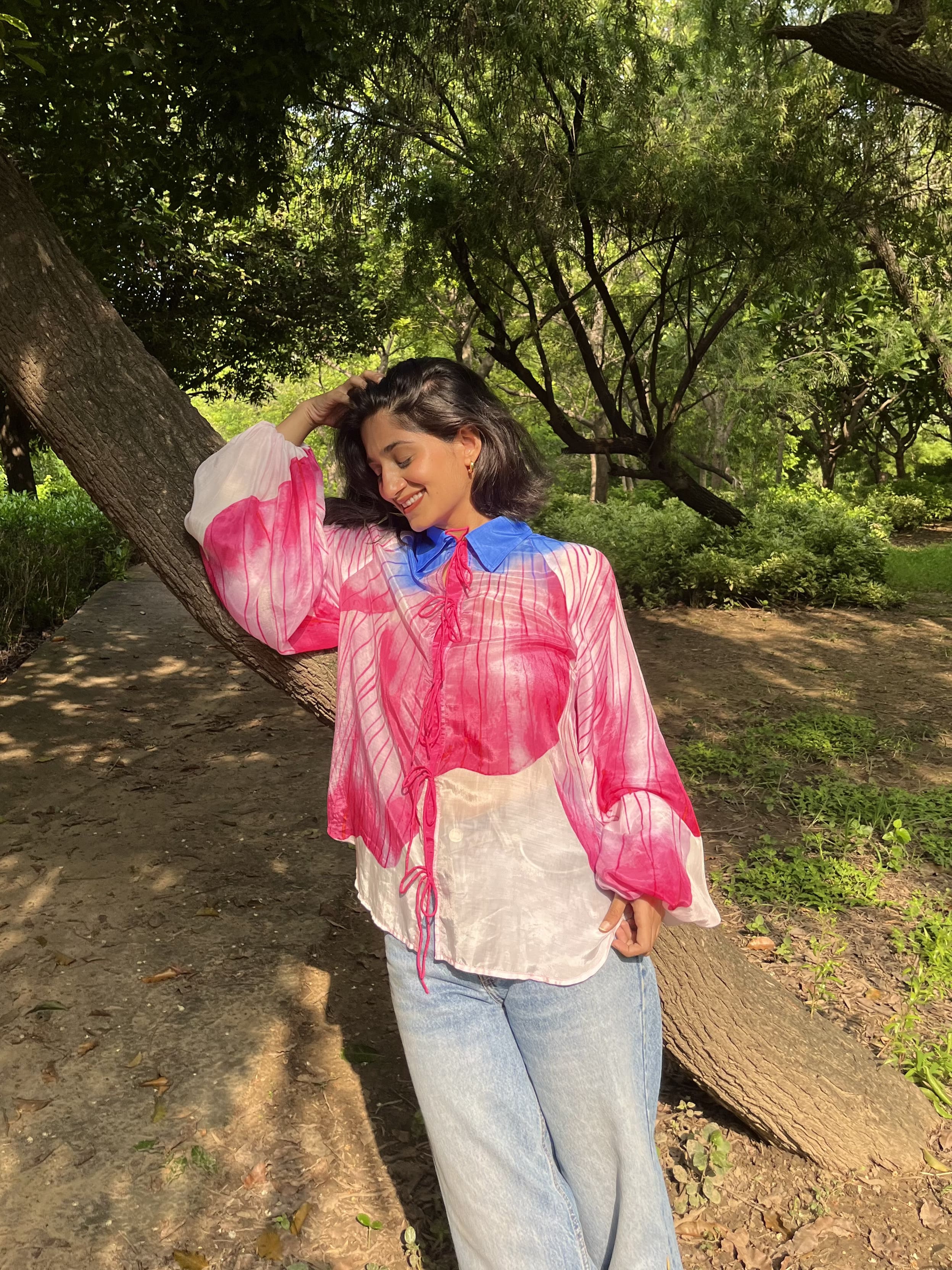 Whispering Wings - Chanderi Floral Shirt - Imsoo
