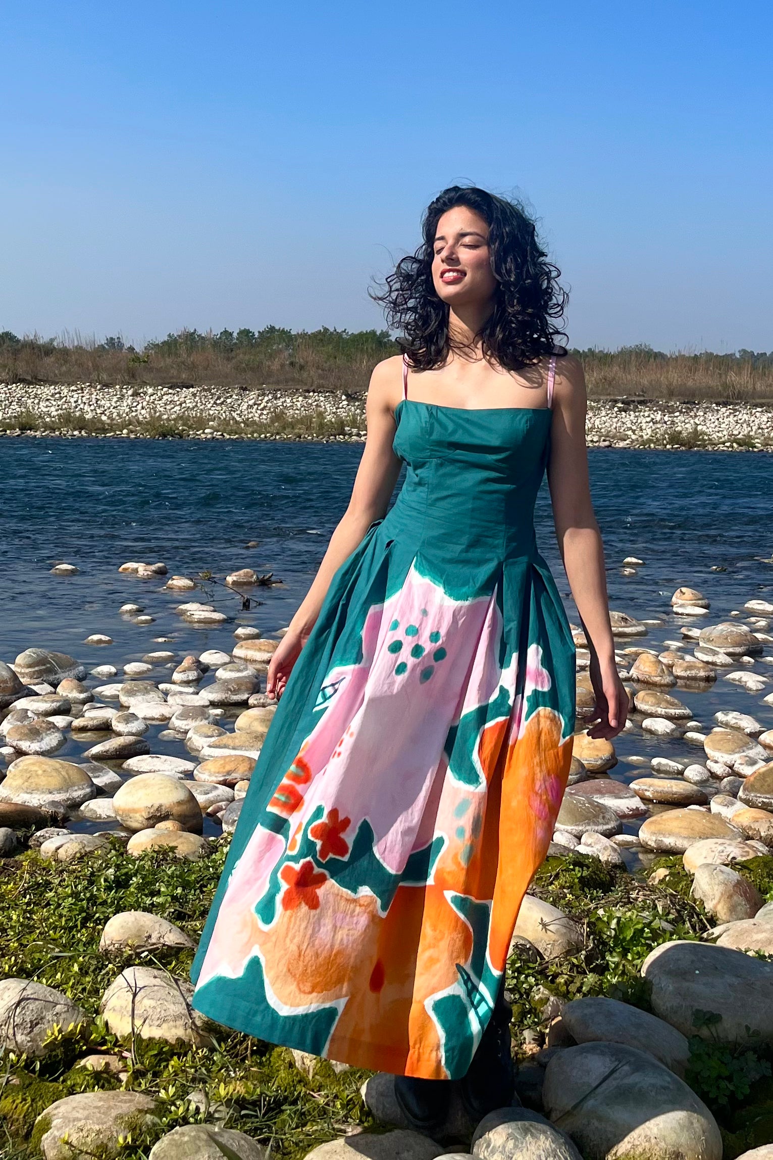Thumbelina Pleated Maxi Dress