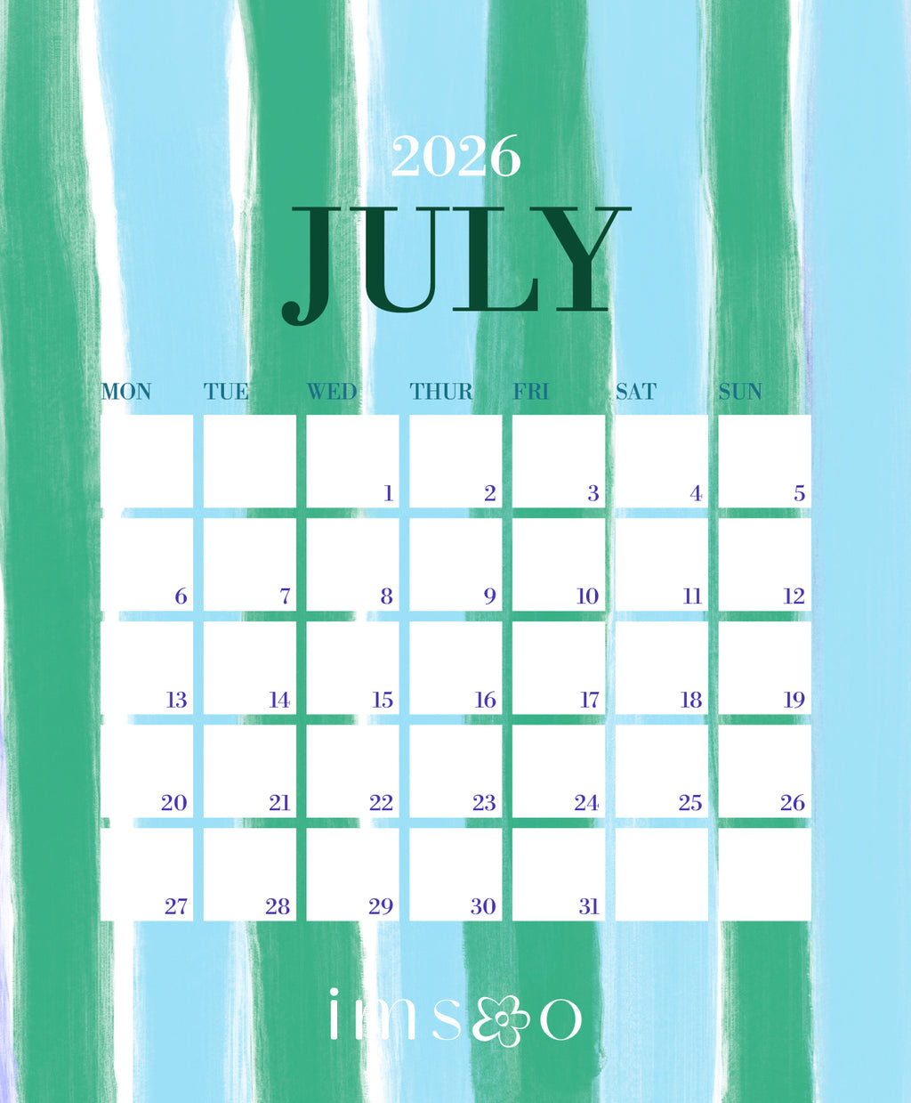 2026 Calendar - Digital Printable
