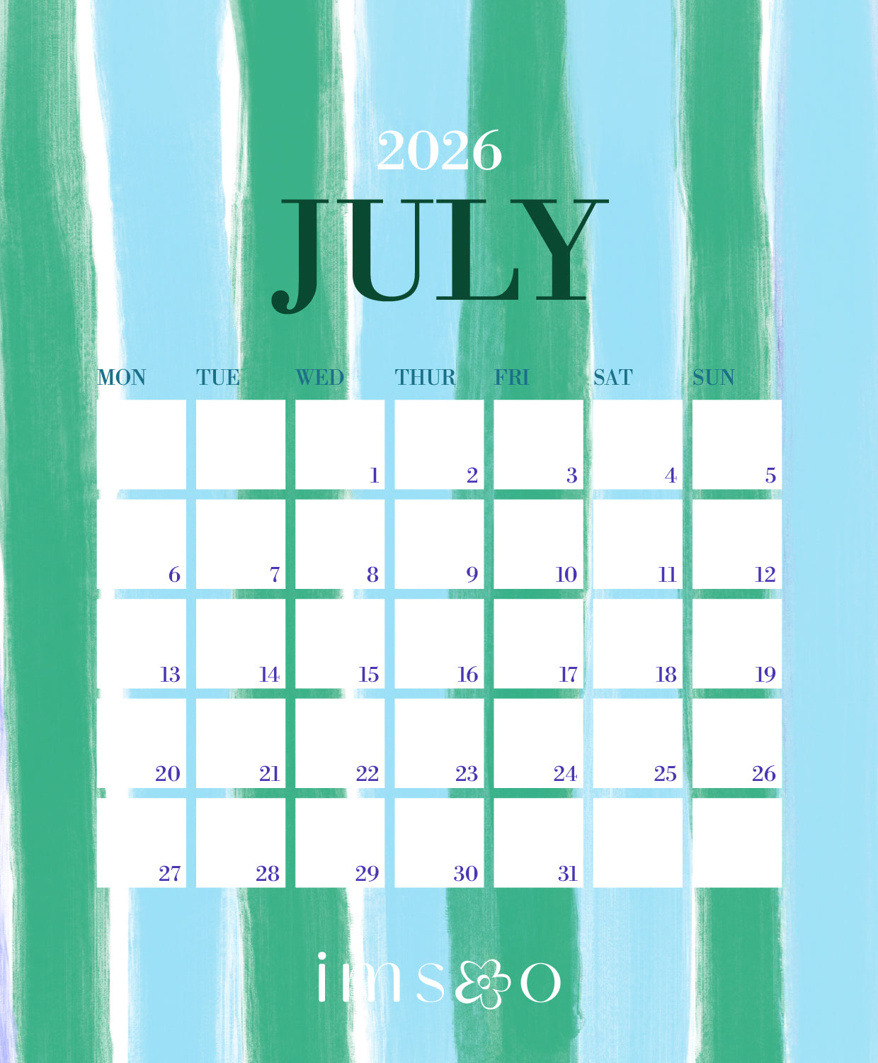 2026 Calendar - Digital Printable