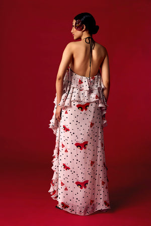 Flutterfly Polka Dot Halter Neck Maxi Dress