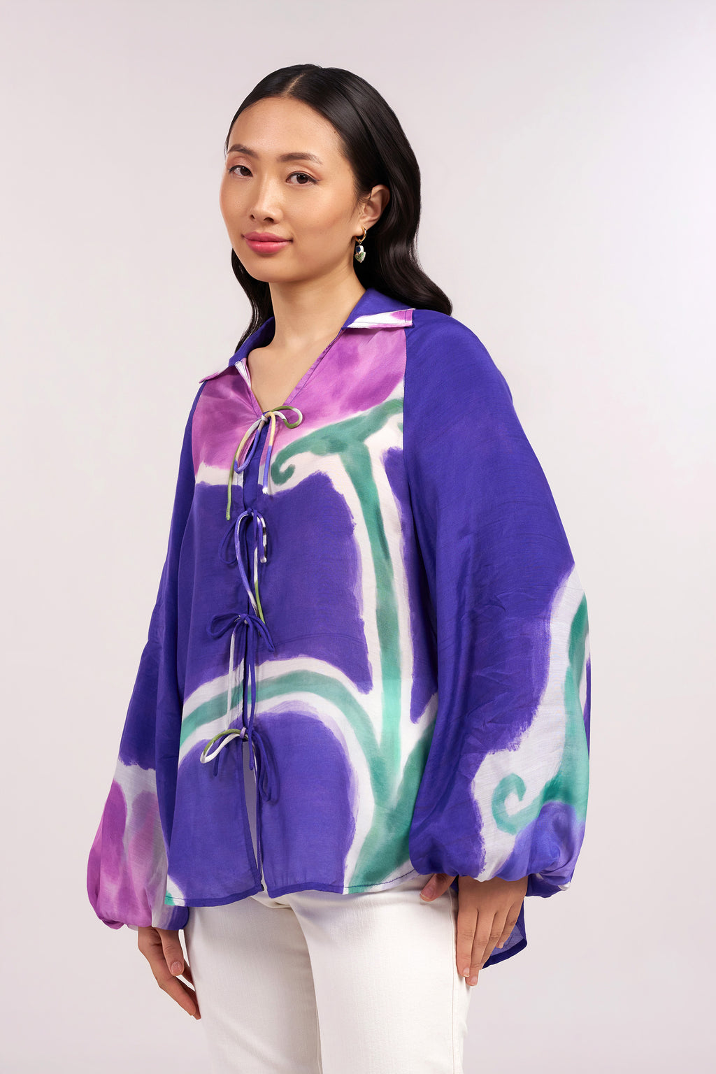 Midnight Tulip Tie-Up Shirt