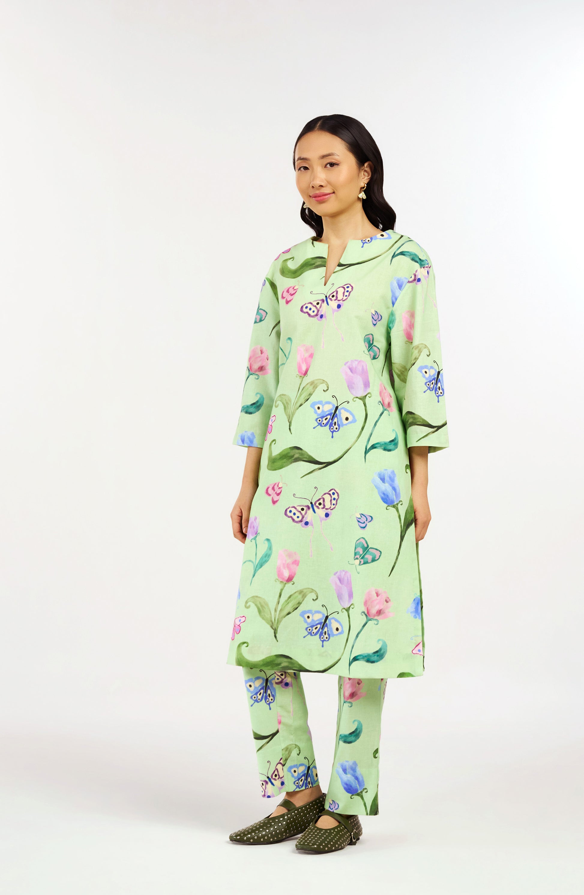 Gardenia Linen Kurta and Pants Co-ord Set