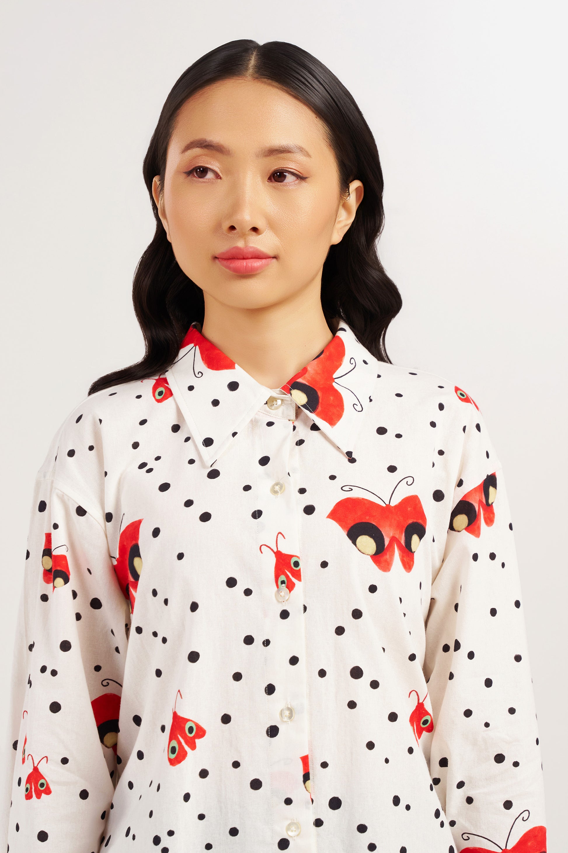 Flutterfly Polka Dot Cotton Shirt