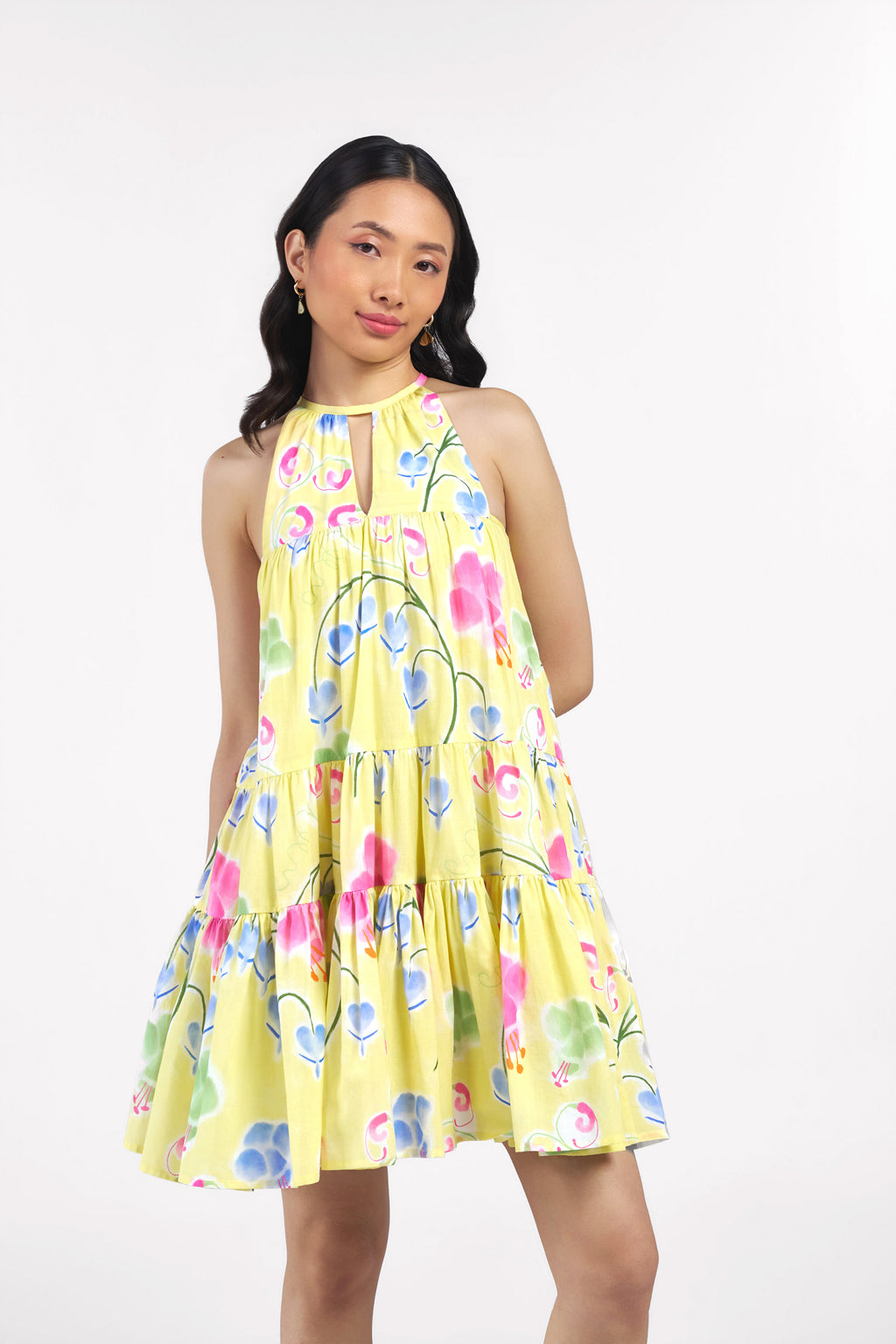 Lemon Tart Short Tiered Dress