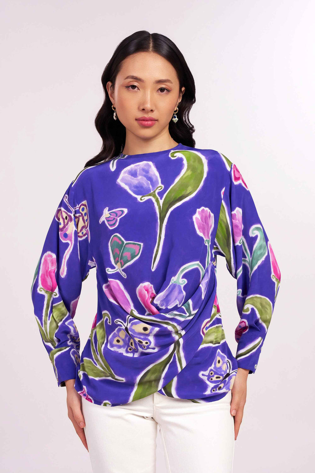 Midnight Tulip Wrap Top