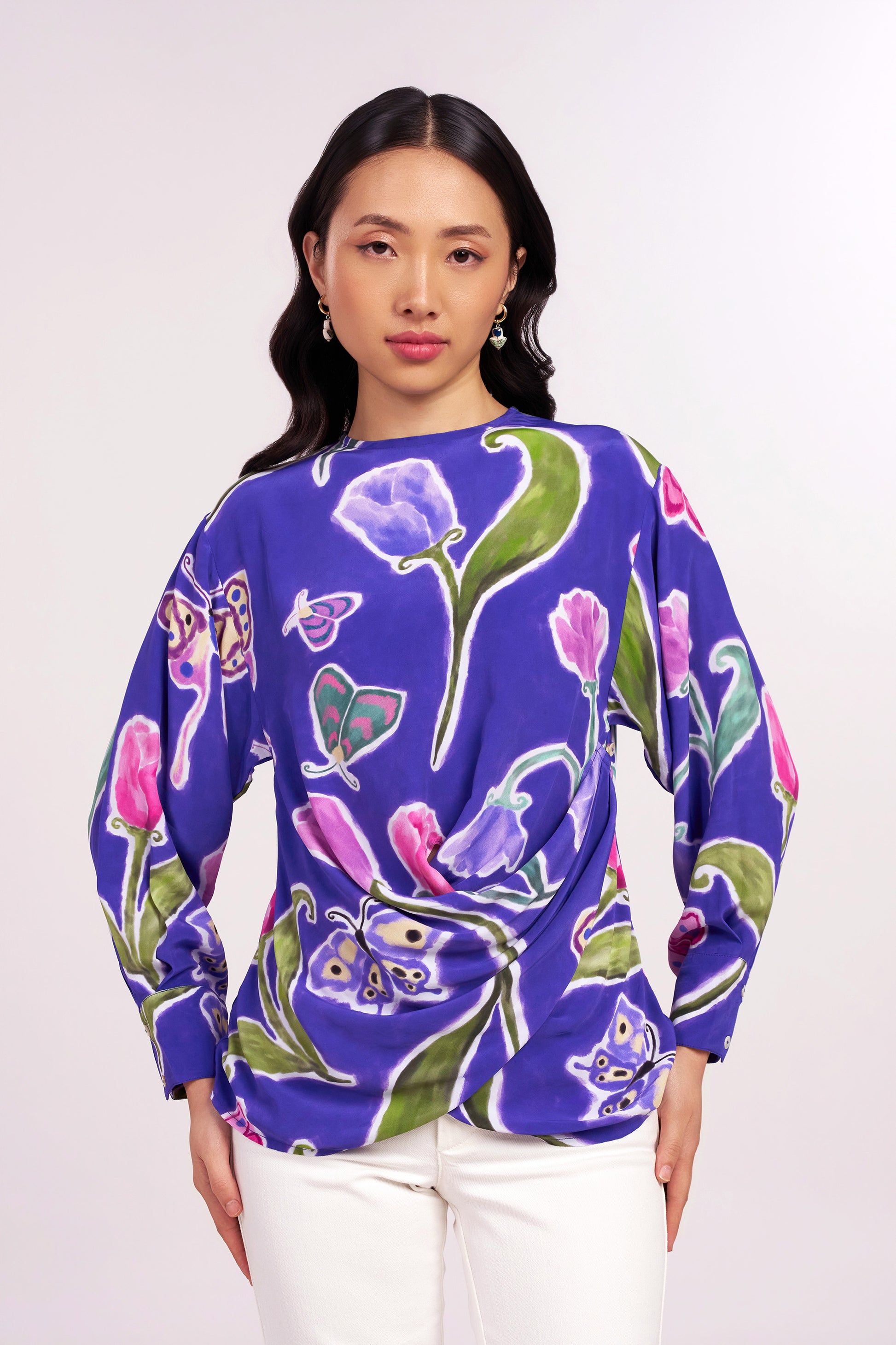 Midnight Tulip Wrap Top