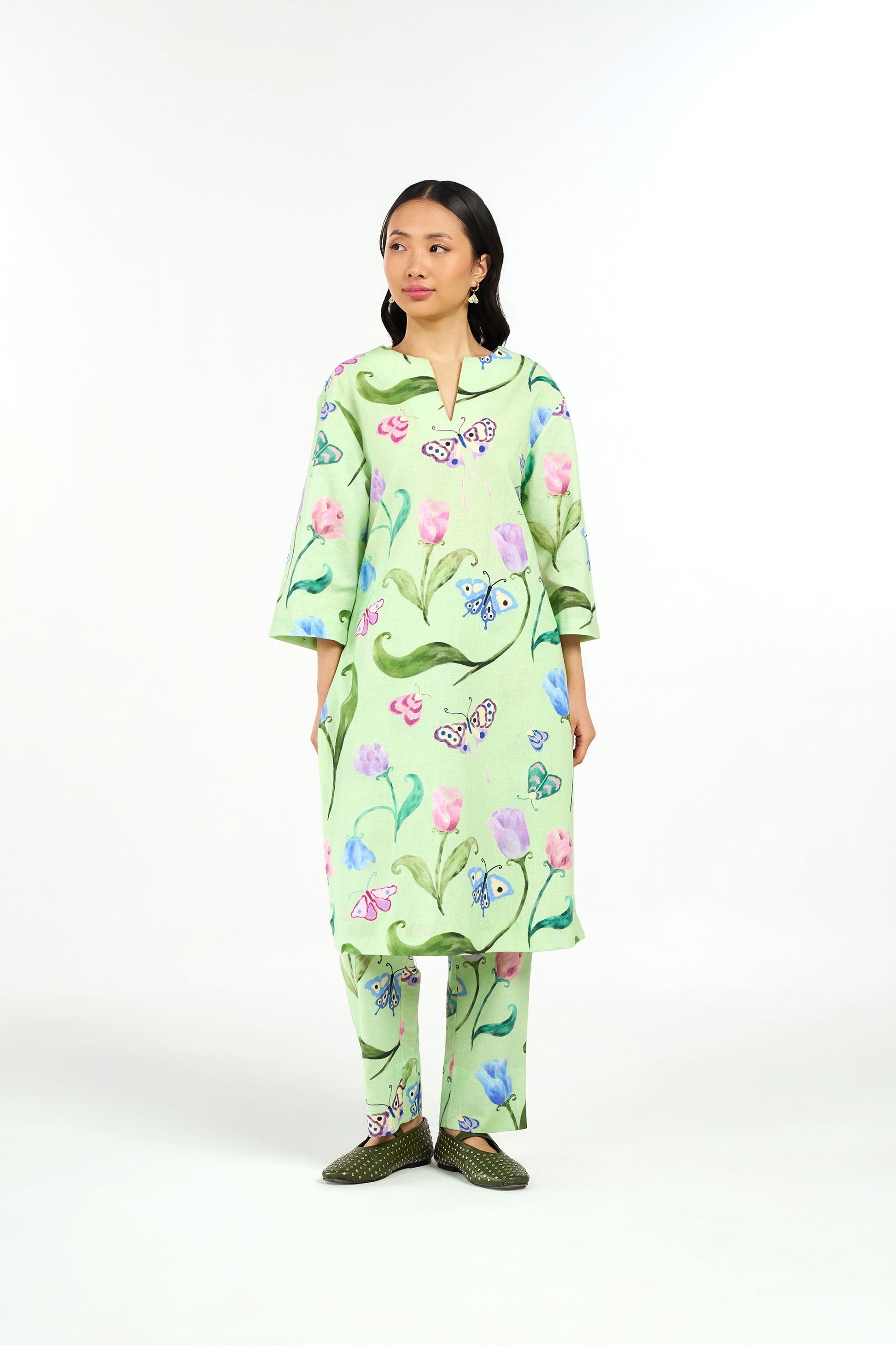 Gardenia Linen Kurta and Pants Co-ord Set