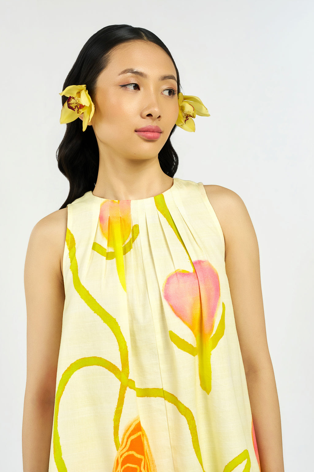 Tiger Orchid Pleated Top and Shorts Set