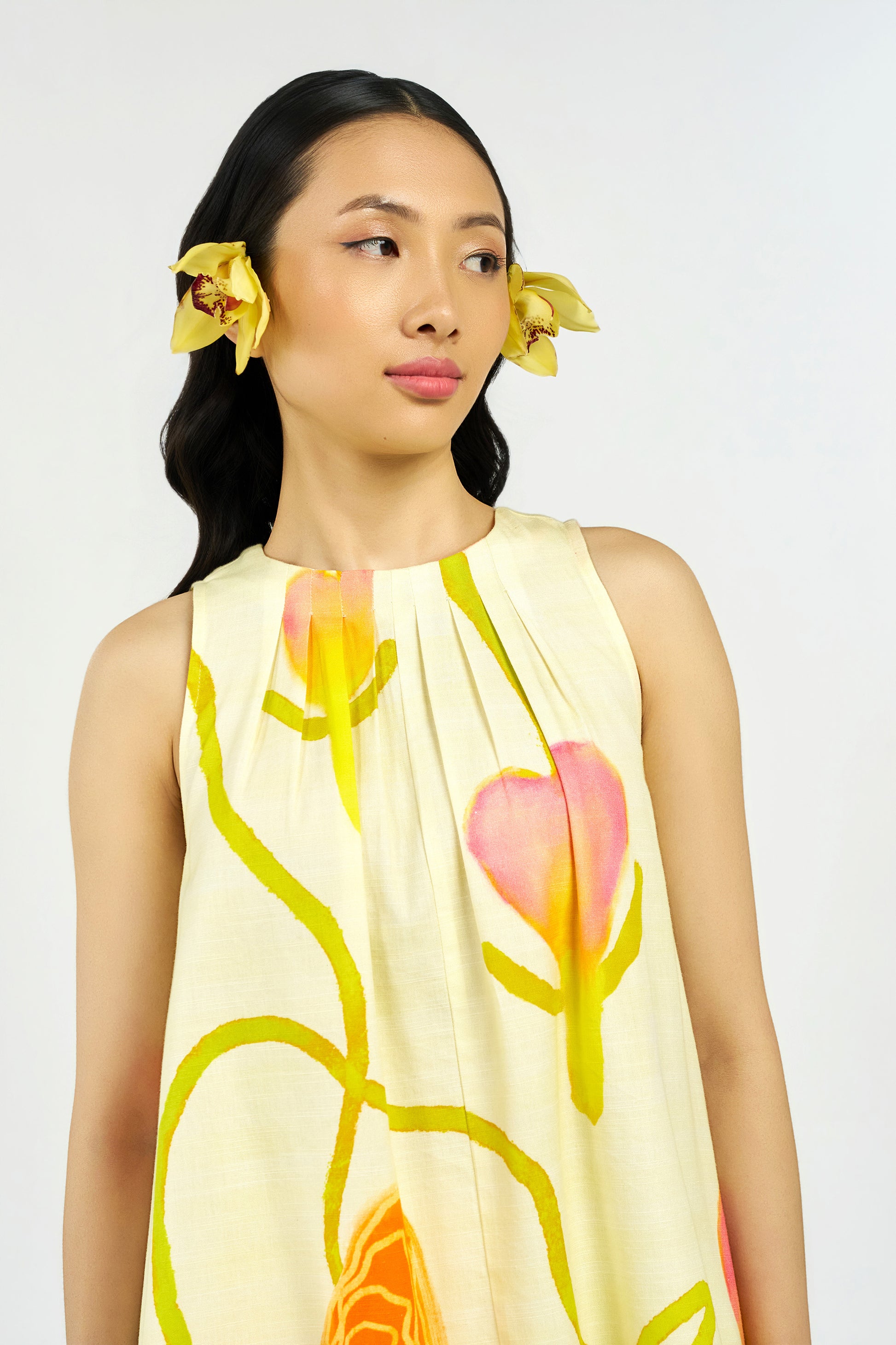 Tiger Orchid Pleated Top and Shorts Set