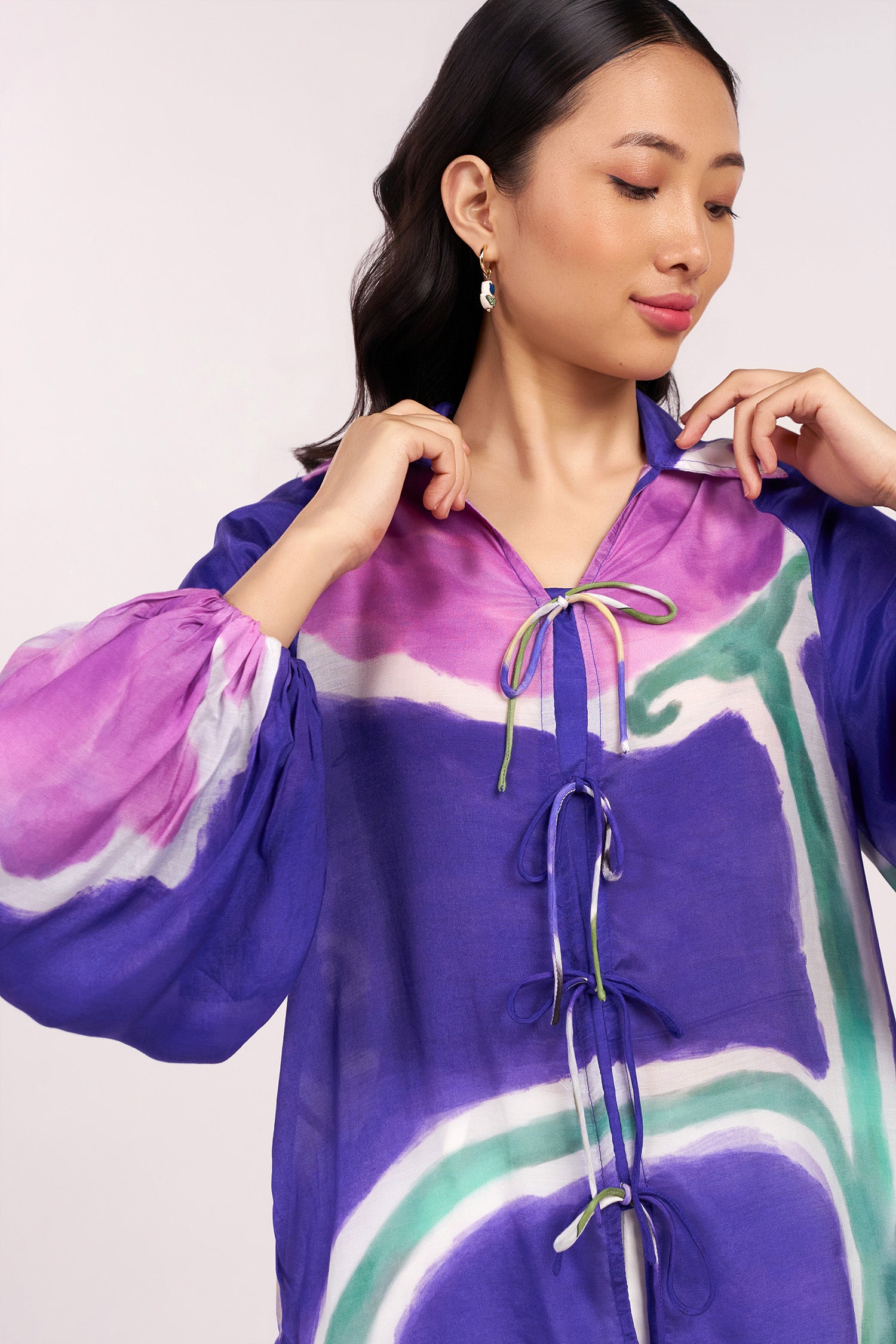 Midnight Tulip Tie-Up Shirt