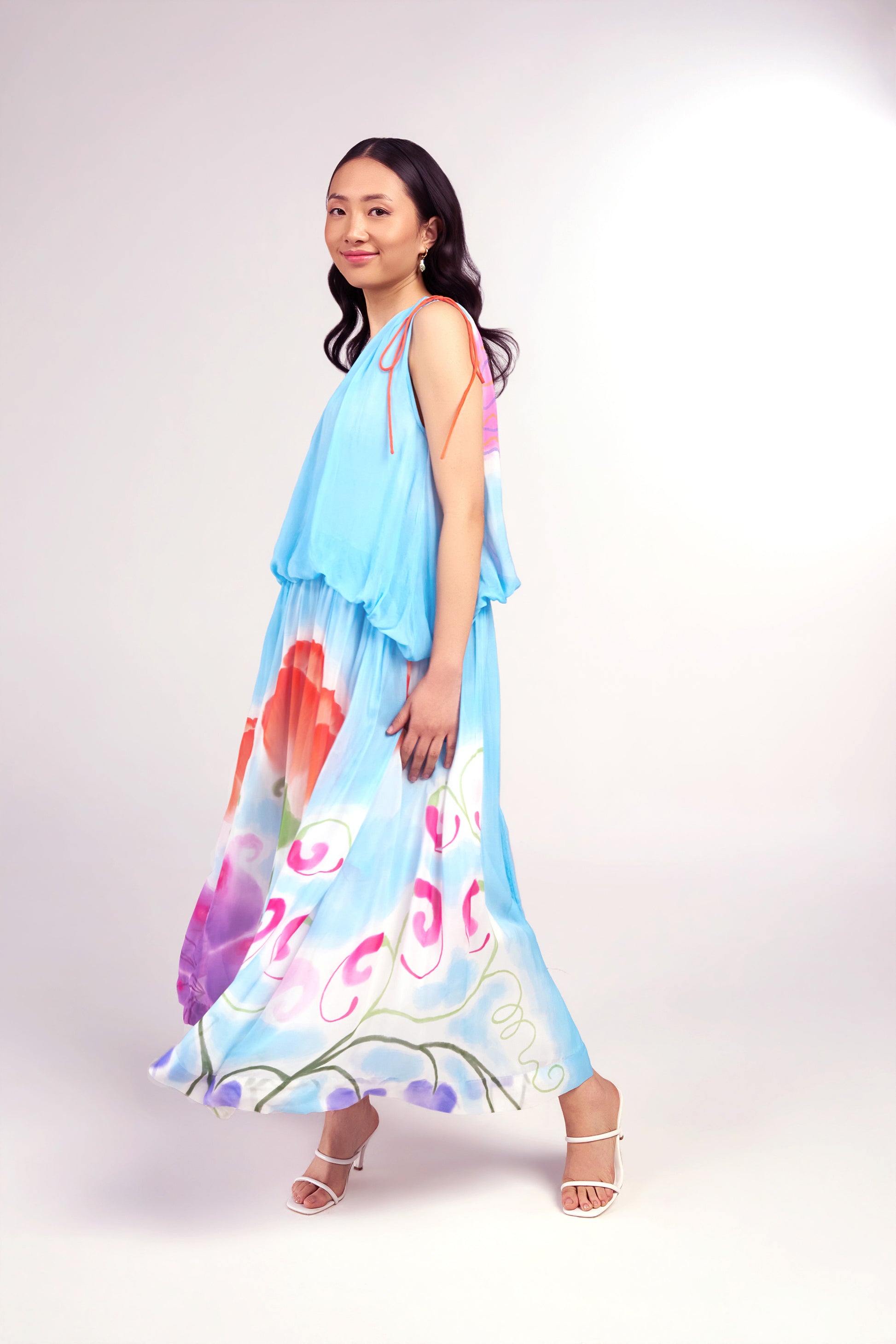 Blue Bibble Balloon Maxi Dress