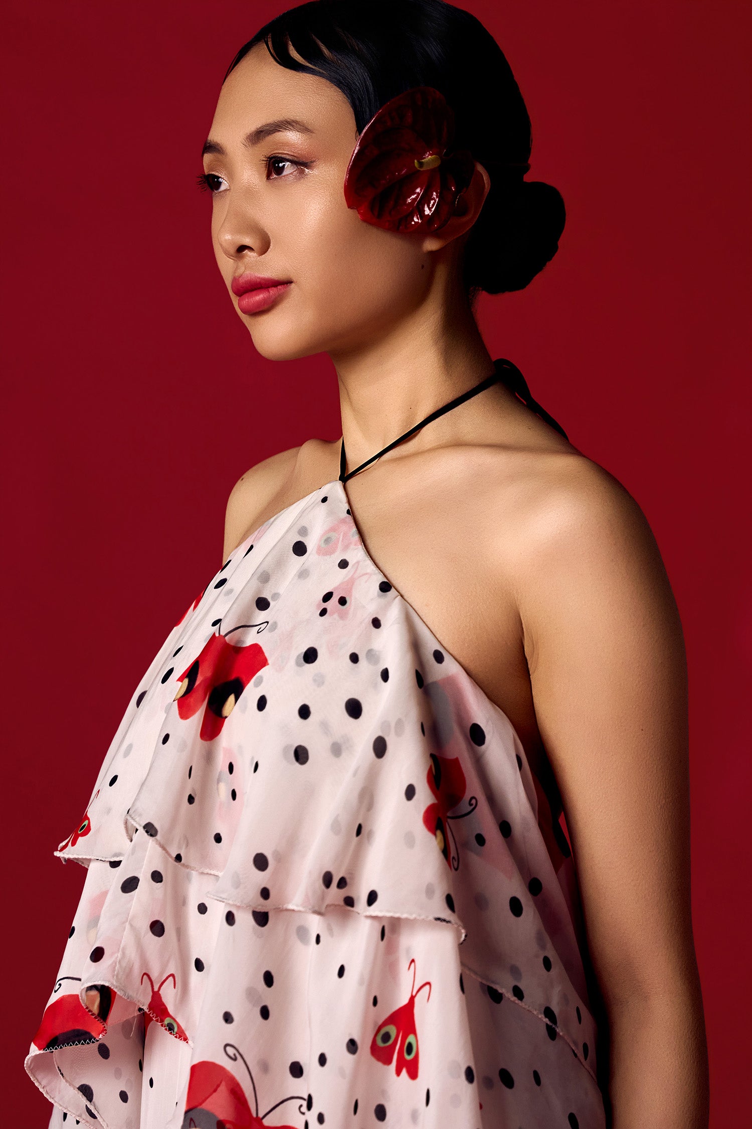 Flutterfly Polka Dot Halter Neck Maxi Dress