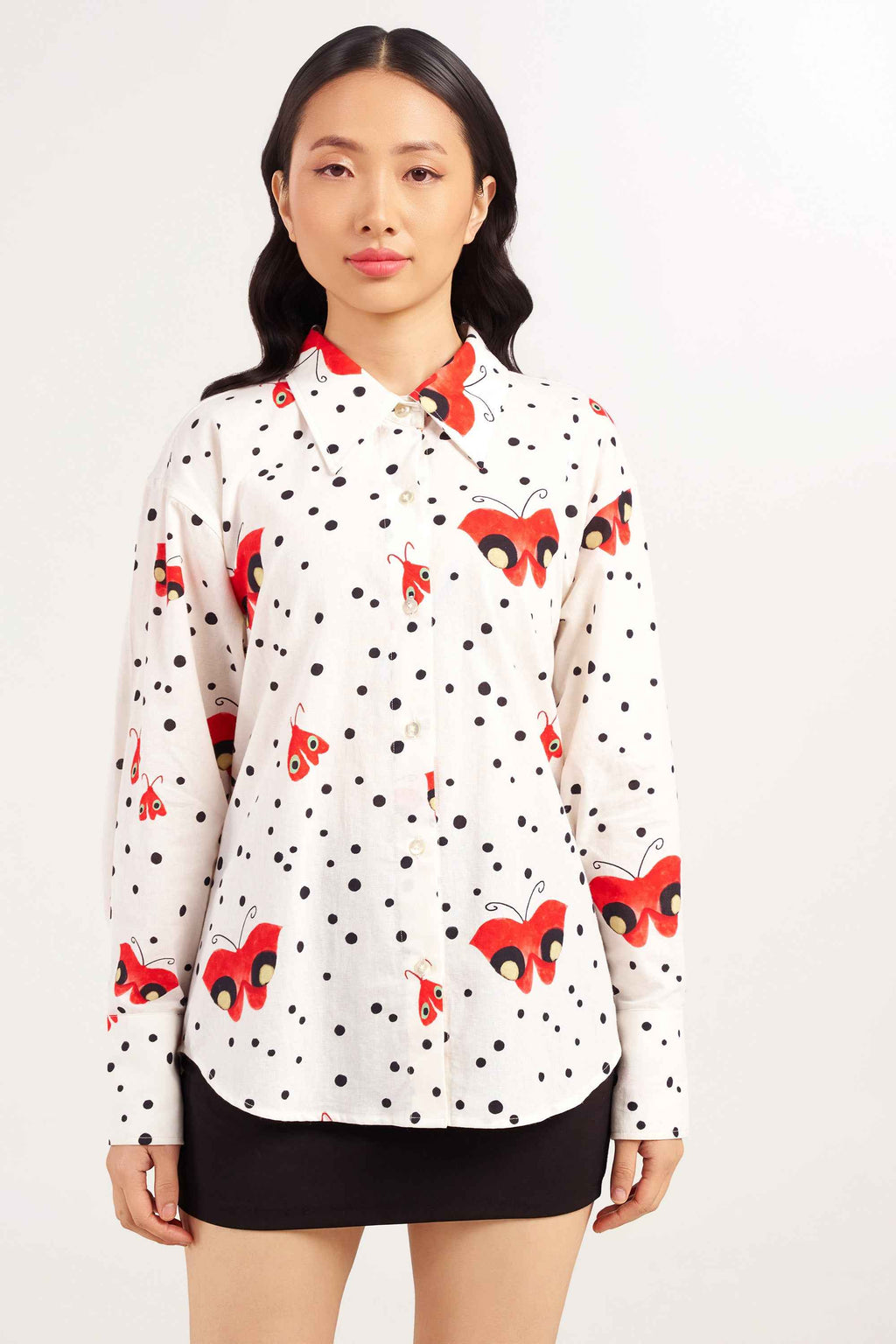 Flutterfly Polka Dot Cotton Shirt