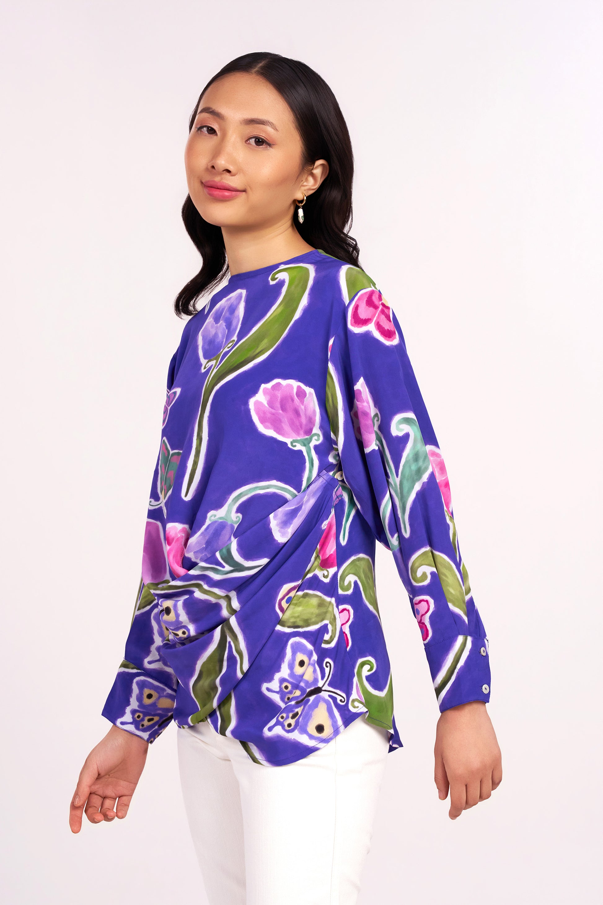 Midnight Tulip Wrap Top