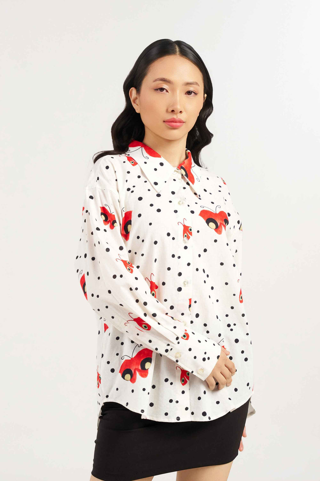 Flutterfly Polka Dot Cotton Shirt