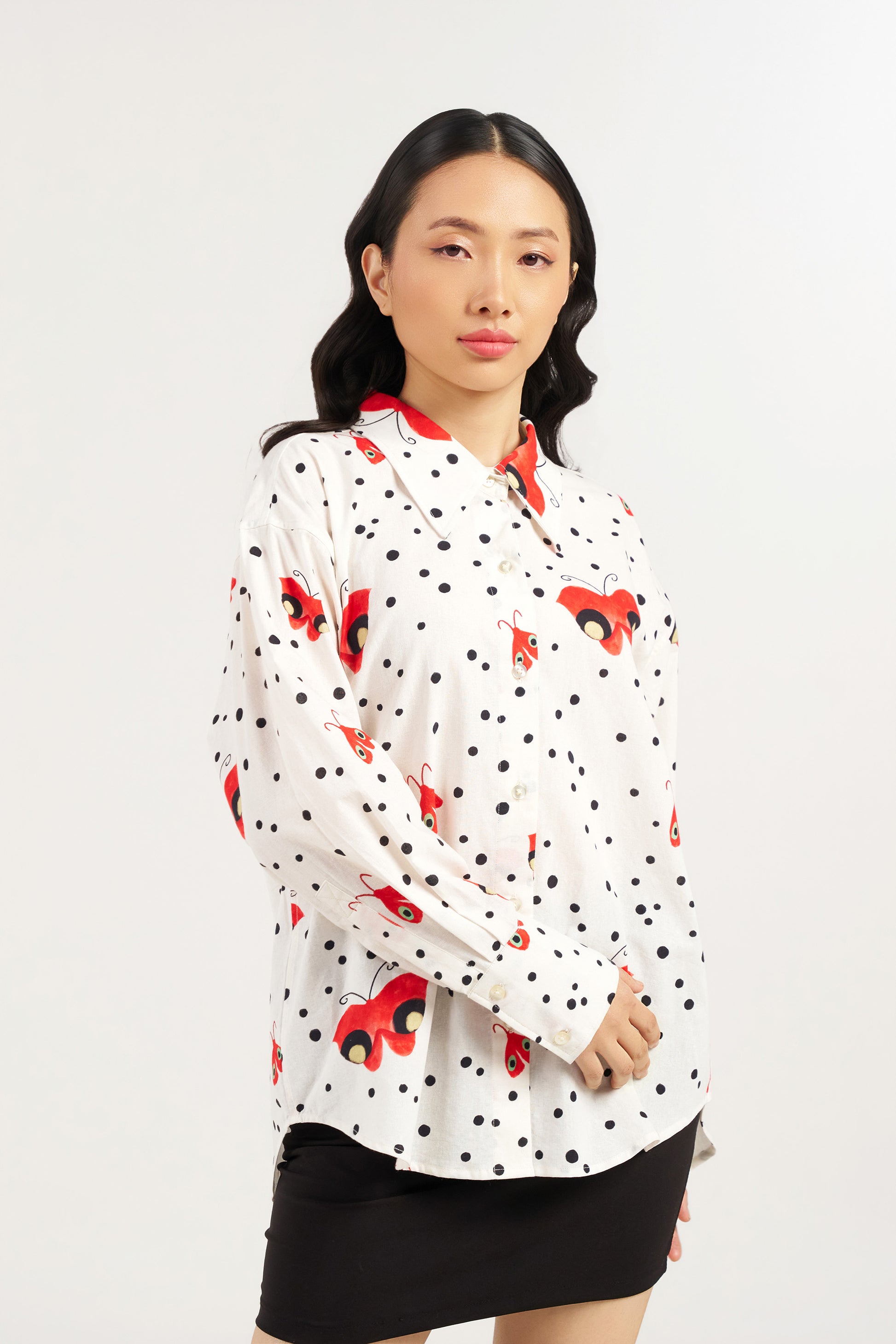 Flutterfly Polka Dot Cotton Shirt
