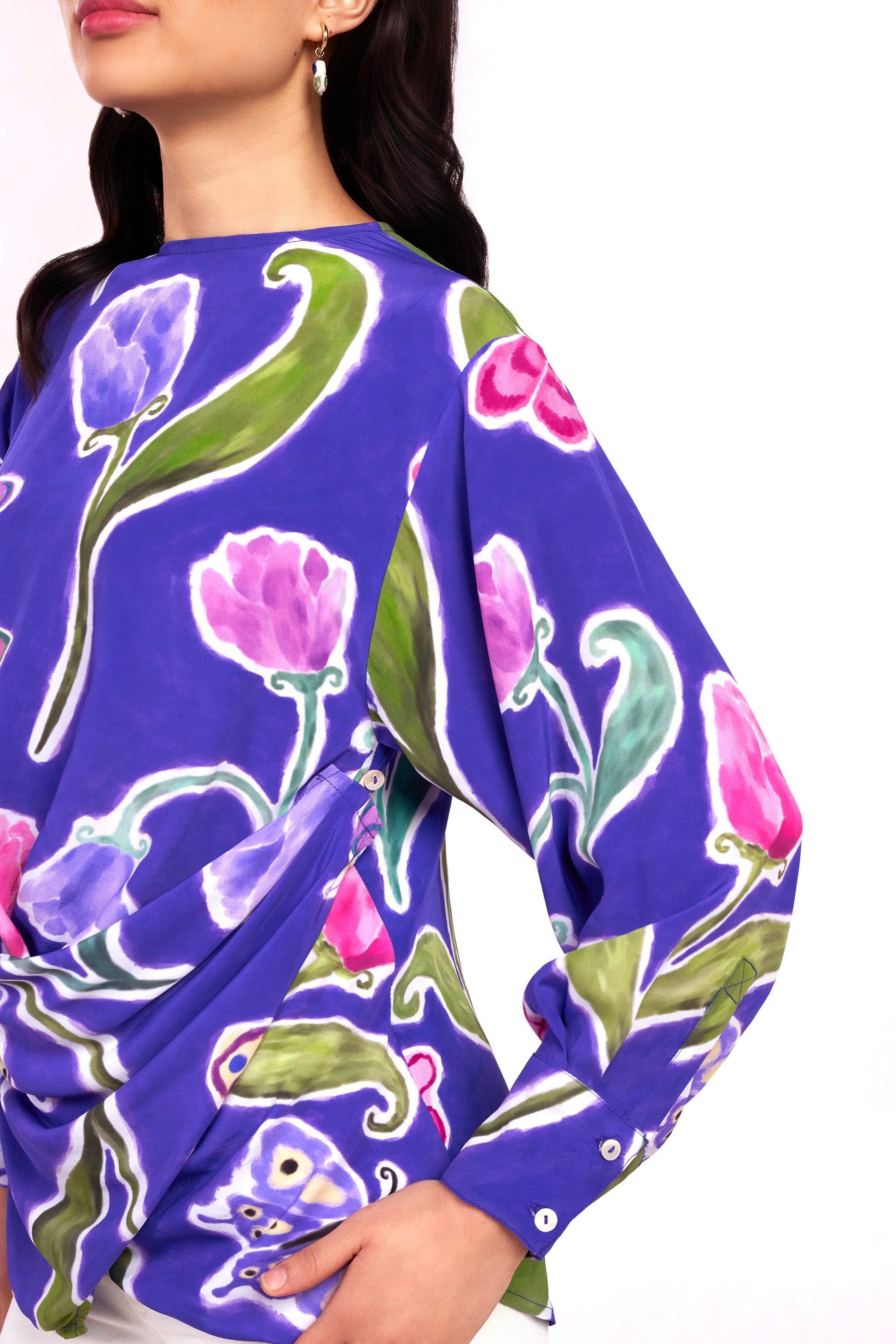 Midnight Tulip Wrap Top