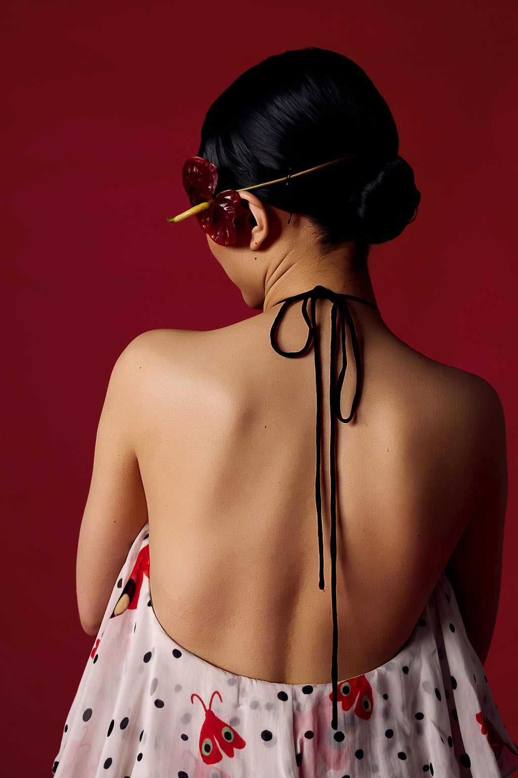 Flutterfly Polka Dot Halter Neck Maxi Dress