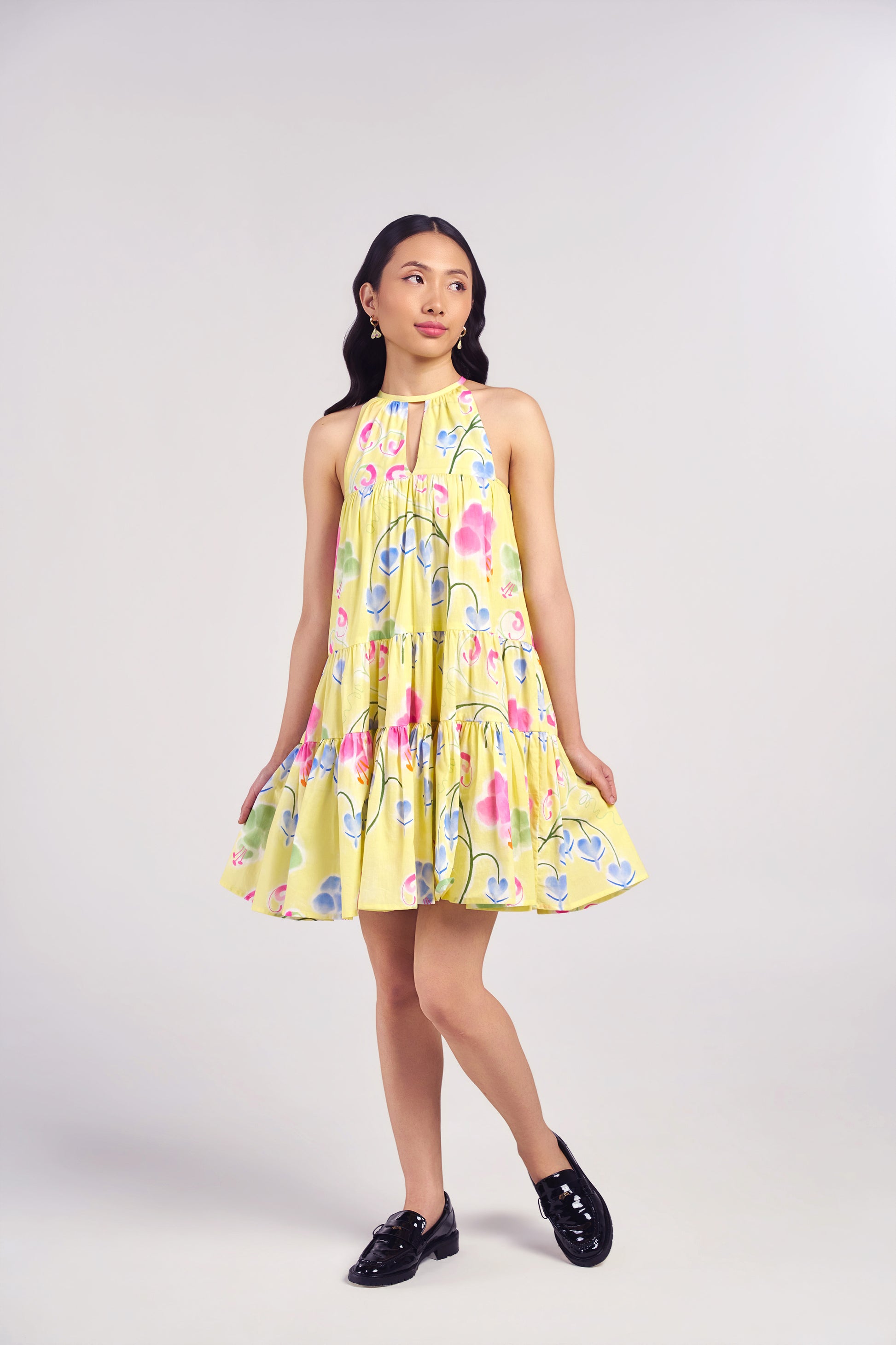 Lemon Tart Short Tiered Dress