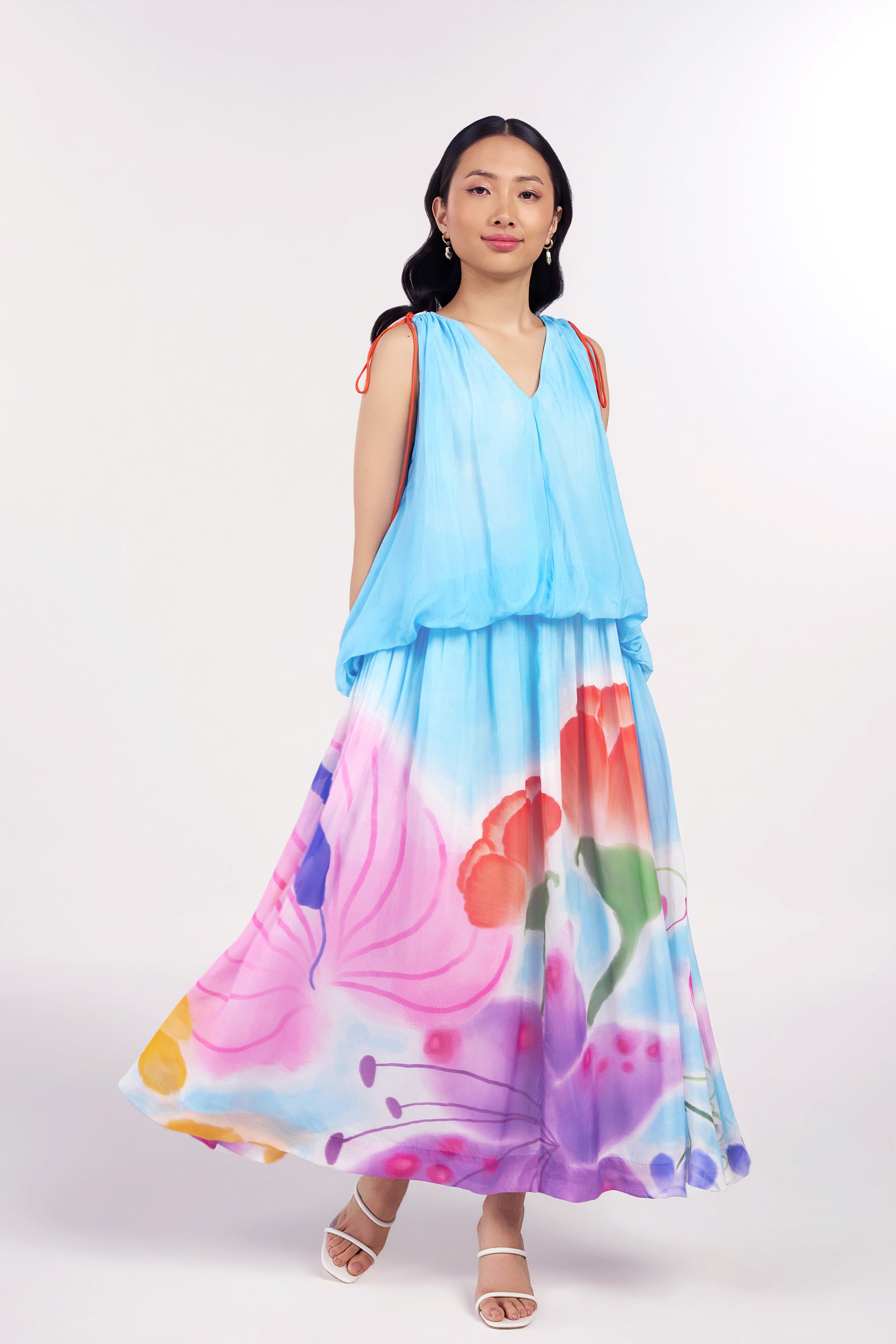 Blue Bibble Balloon Maxi Dress