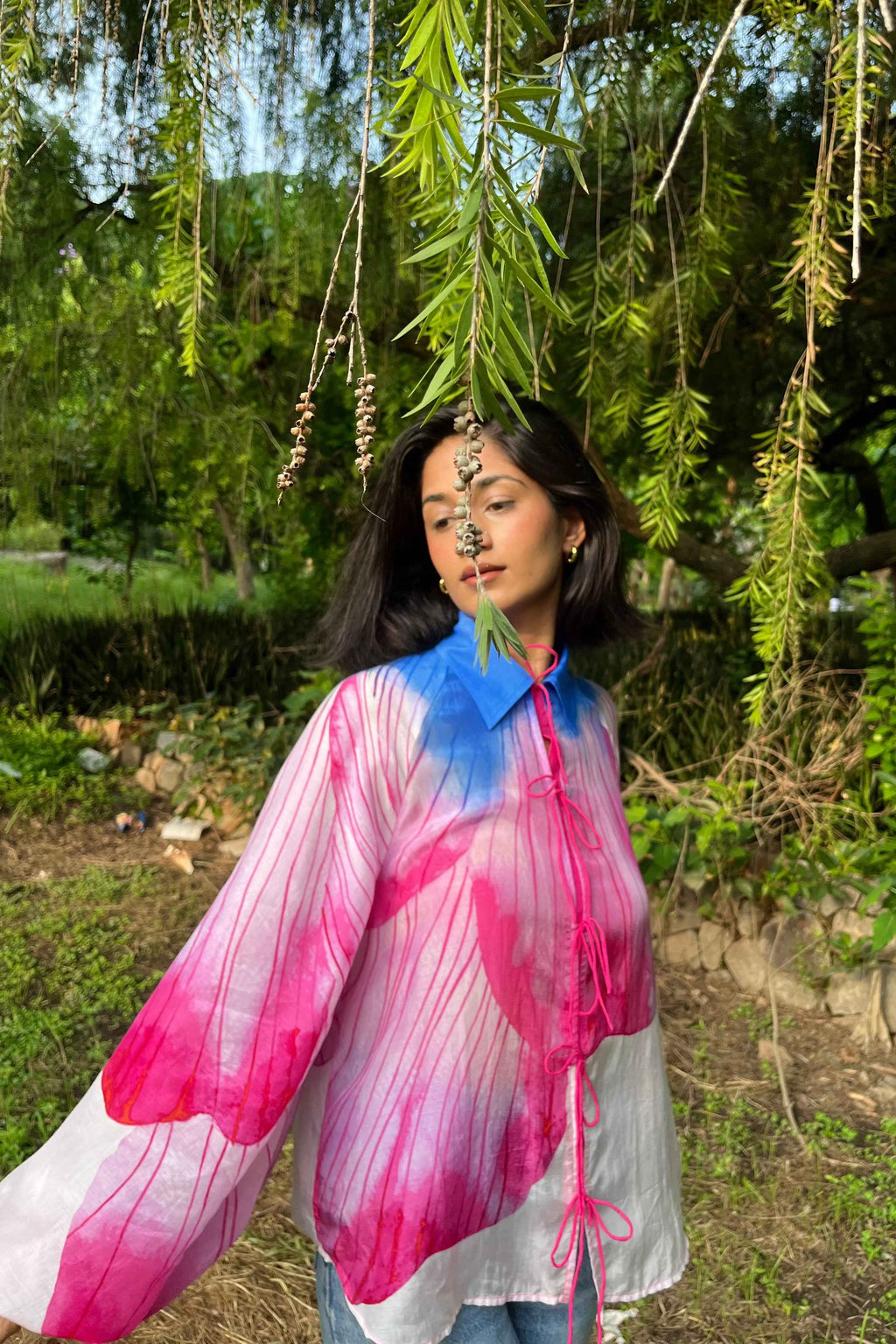 Whispering Wings - Chanderi Floral Shirt